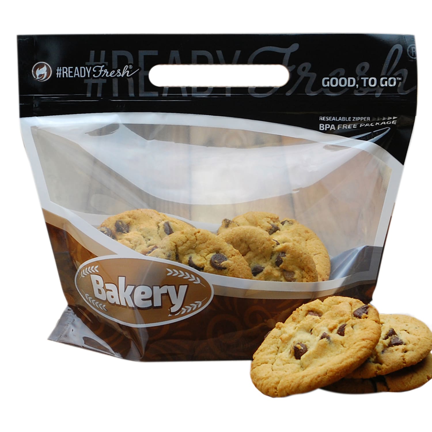 LK Packaging GNG9585 #ReadyFresh Bottom Gusset Grab-N-Go Cookie Pouch - 9 1/2 x 8 x 5 BG, #ReadyFresh, Orange