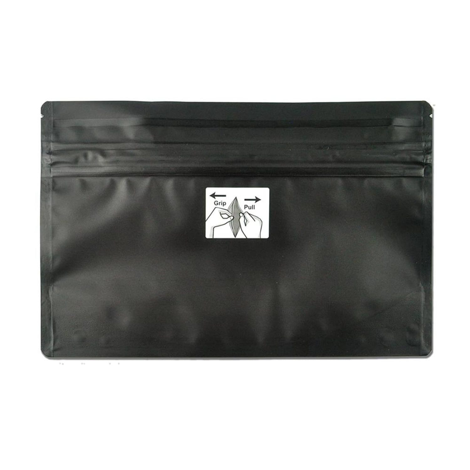 LK Packaging OZ9635B Bottom Gusset Child Resistant Pouch w/ Reclosable Zipper Seal - 9 x 5 9/10, Black Matte, 4.8 mil
