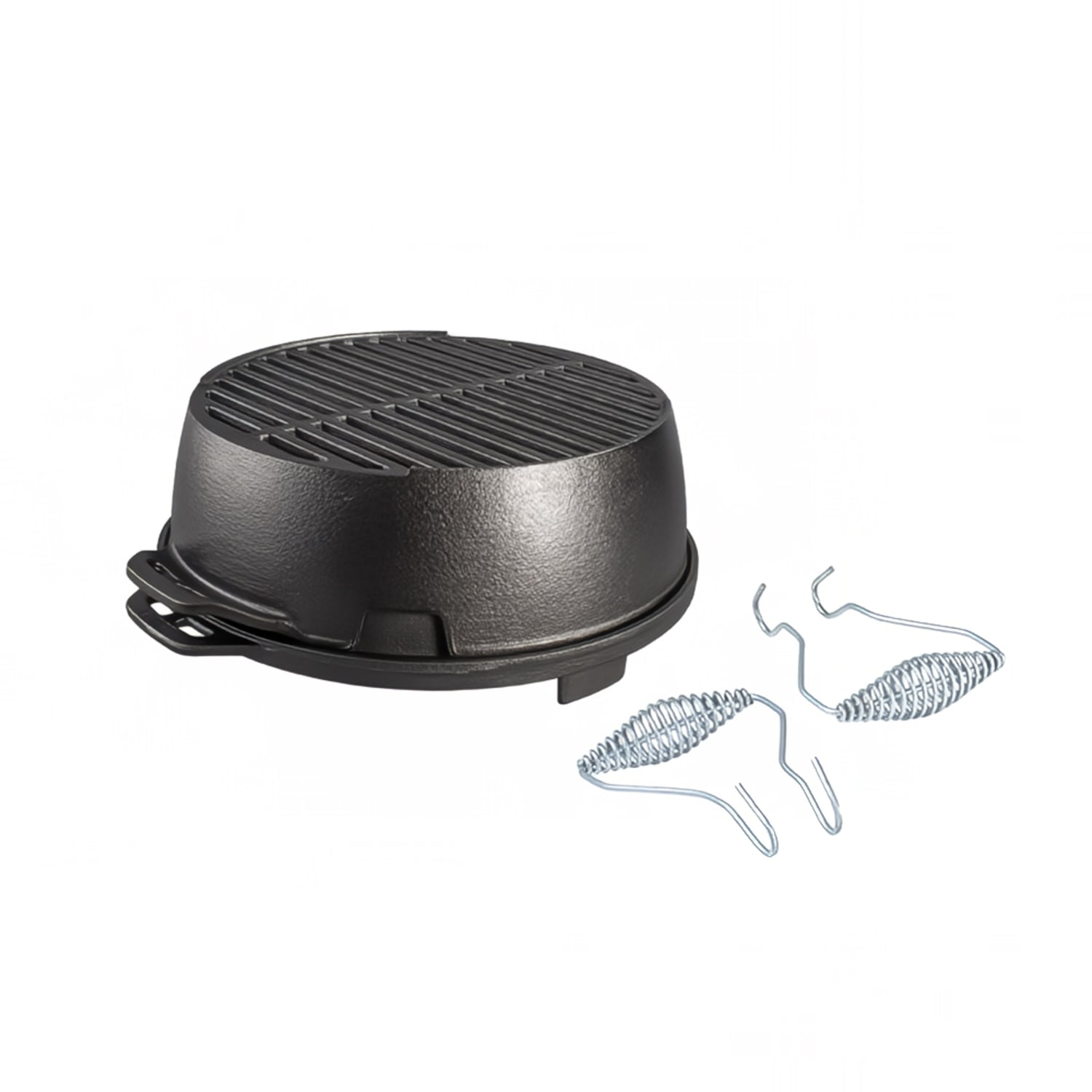 Lodge L12RG 12 Round Cast Iron Kickoff Grill, Black
