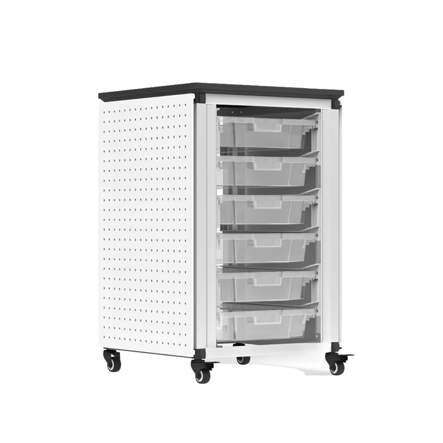 Luxor MBS-STR-11-6S 28 3/4 Single Modular Classroom Storage Cabinet w/ 6 Small Bins, Steel, White