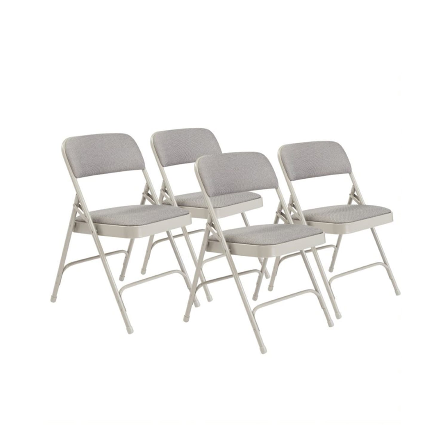 National Public Seating 2202 Folding Chair w/ Graystone Fabric Back & Seat - Steel Frame, Gray, Pack of 4