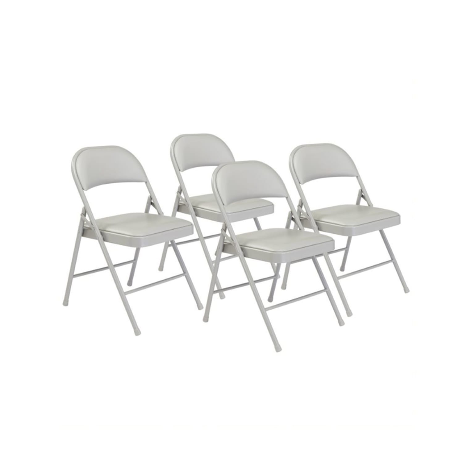 National Public Seating 952 Folding Chair w/ Gray Vinyl Back & Seat - Steel Frame, Gray, Pack of 4