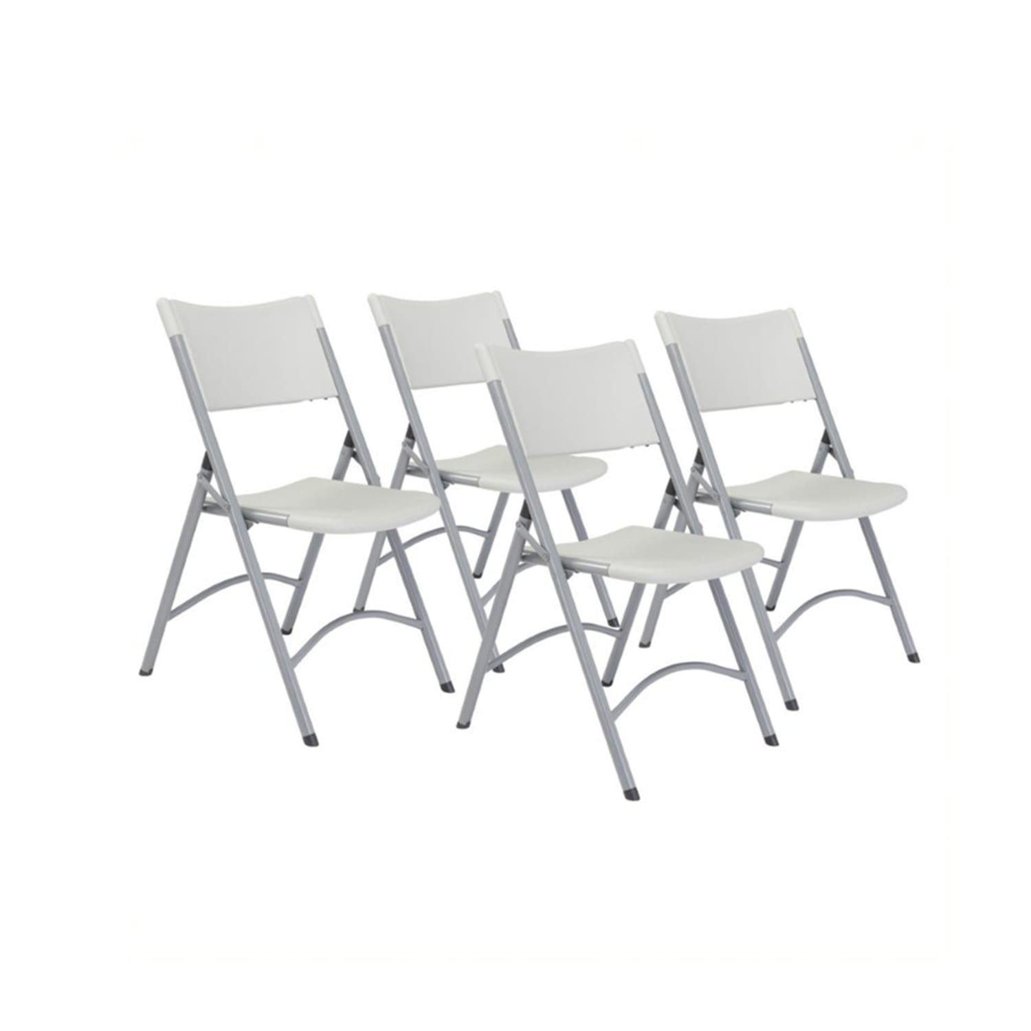 National Public Seating 602 Folding Chair w/ Speckled Gray Plastic Back & Seat - Steel Frame, Gray, Pack of 4