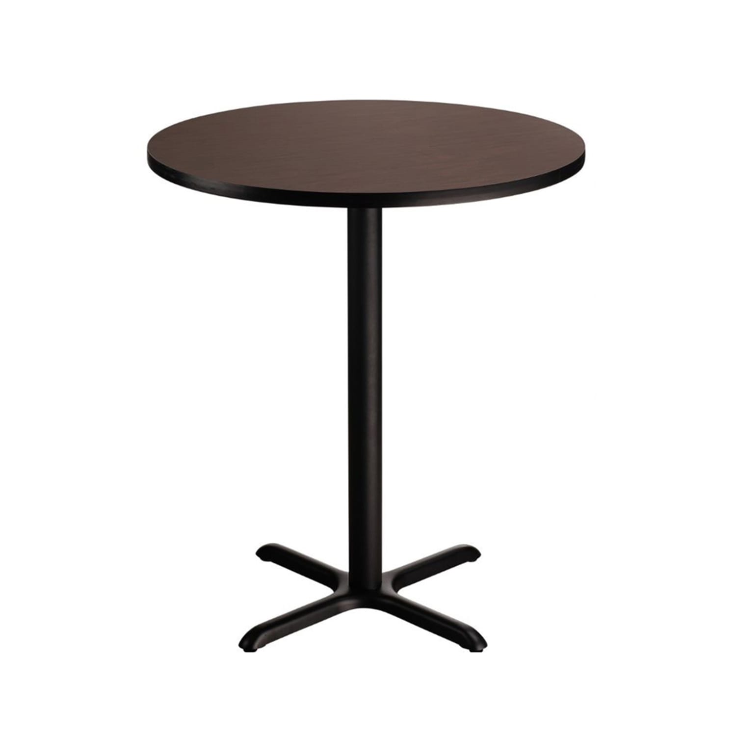 National Public Seating CT12424XBMY 24 Round Bar Height Table - Mahogany Laminate Top, Black Metal Base