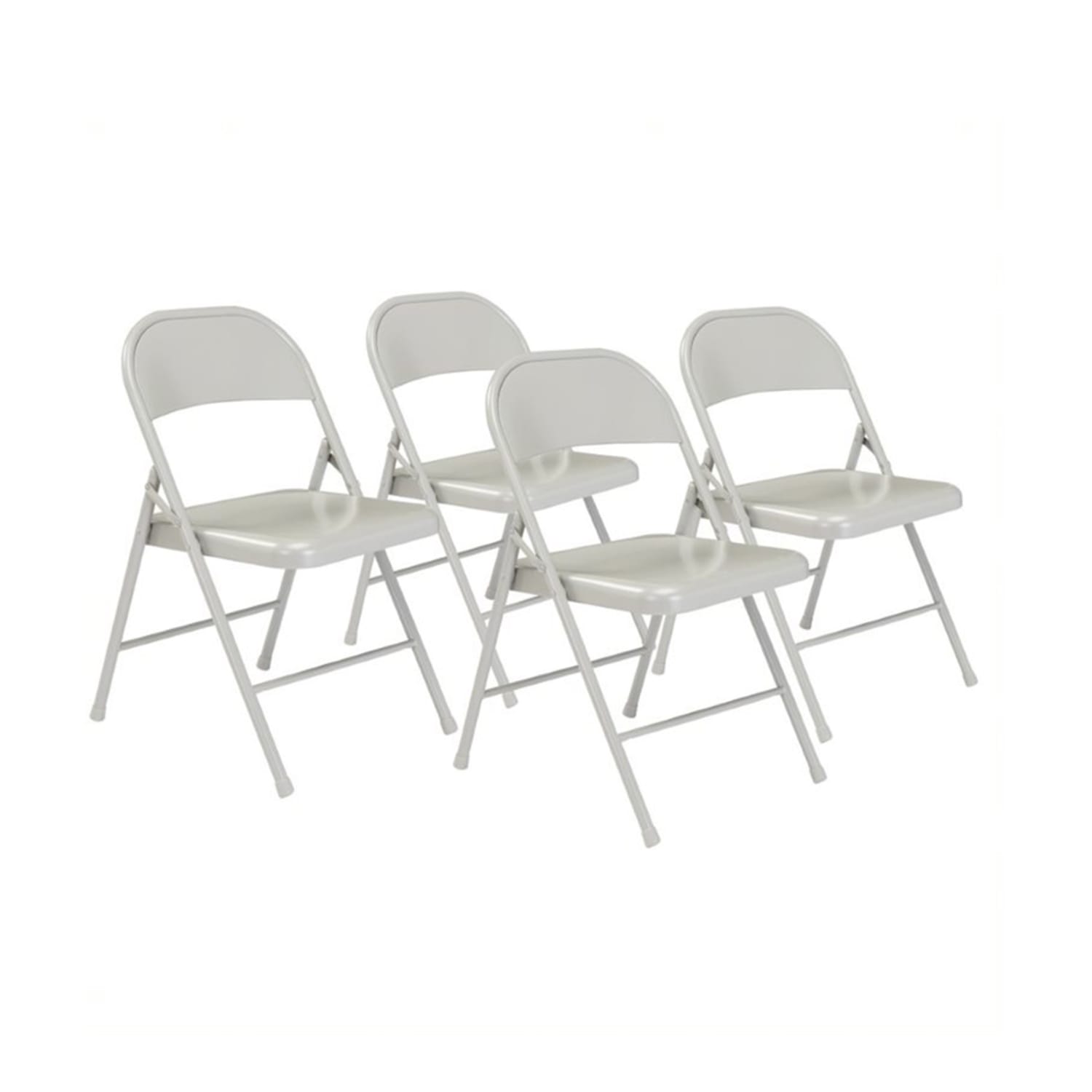 National Public Seating 902 Folding Chair w/ Gray Steel Back & Seat - Steel Frame, Gray, Pack of 4