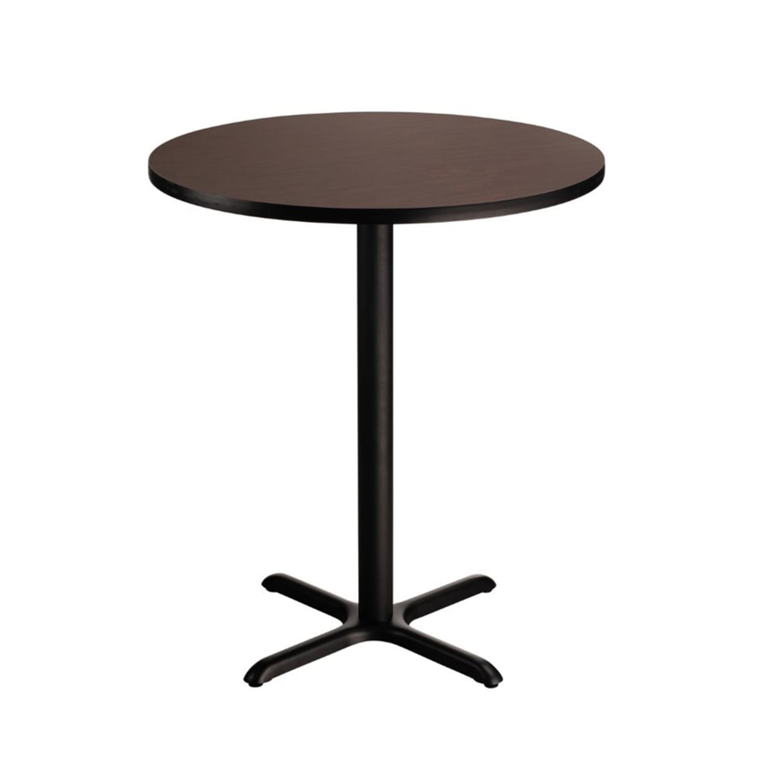 National Public Seating CT14242XBMY 42 Round Bar Height Table - Mahogany Laminate Top, Black Metal Base