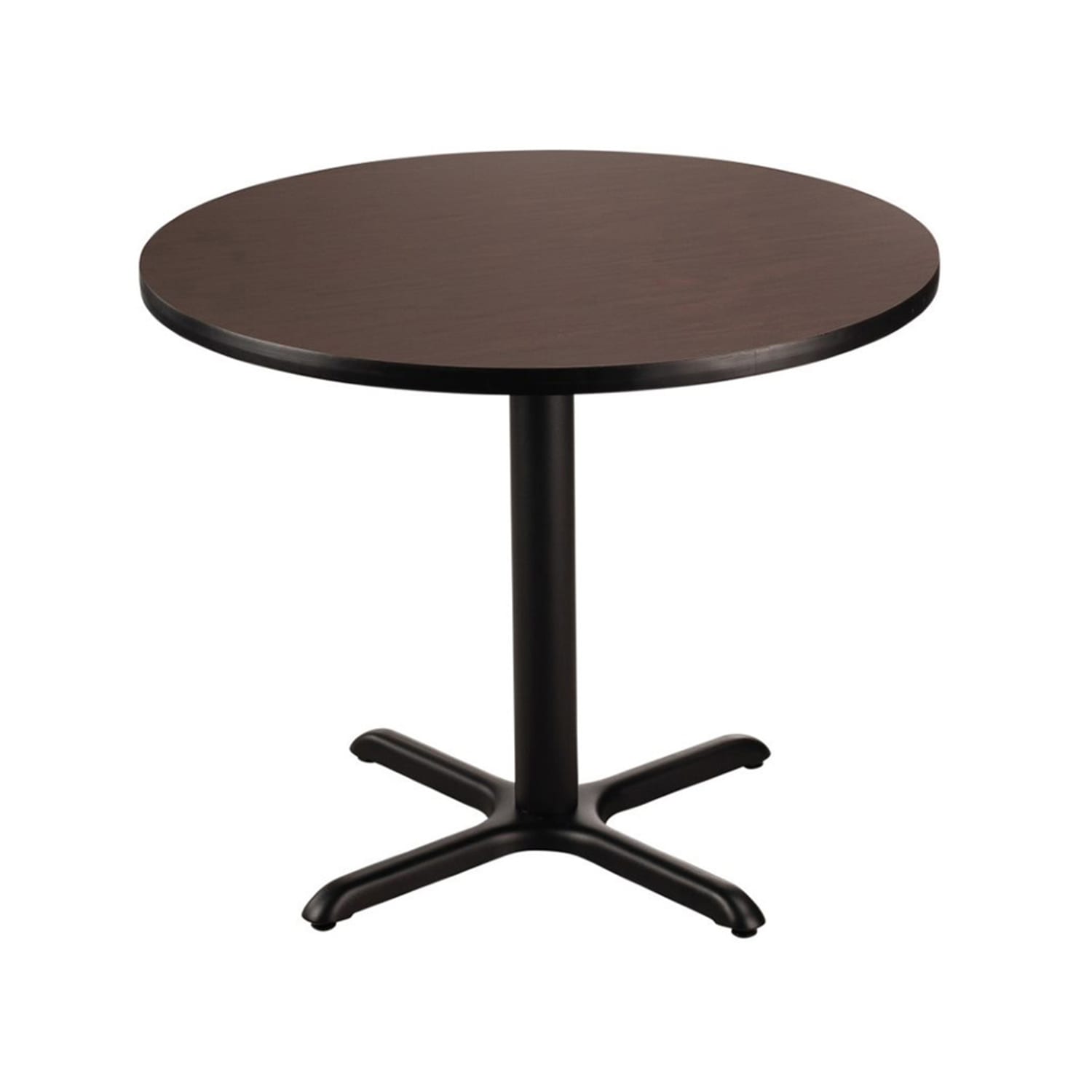 National Public Seating CT14242XDMY 42 Round Dining Height Table - Mahogany Laminate Top, Black Metal Base