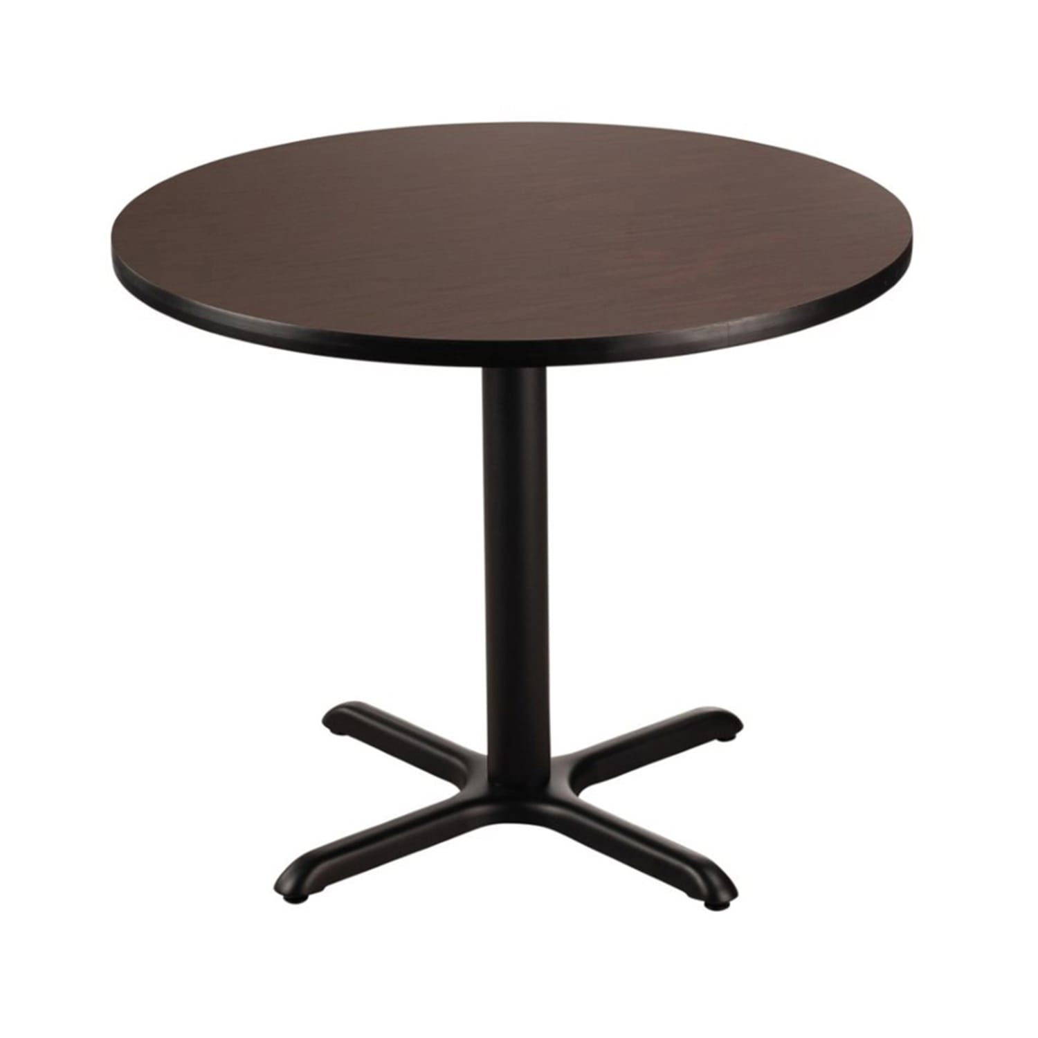 National Public Seating CT14848XDMY 48 Round Dining Height Table - Mahogany Laminate Top, Black Metal Base