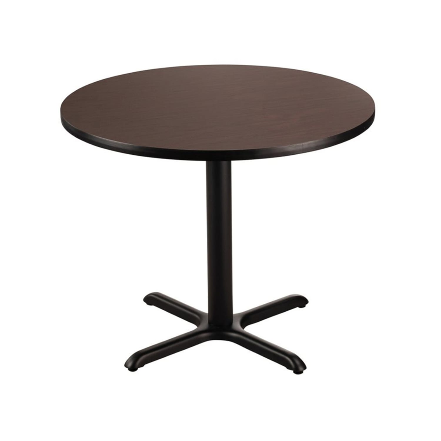 National Public Seating CT13030XDMY 30 Round Dining Height Table - Mahogany Laminate Top, Black Metal Base