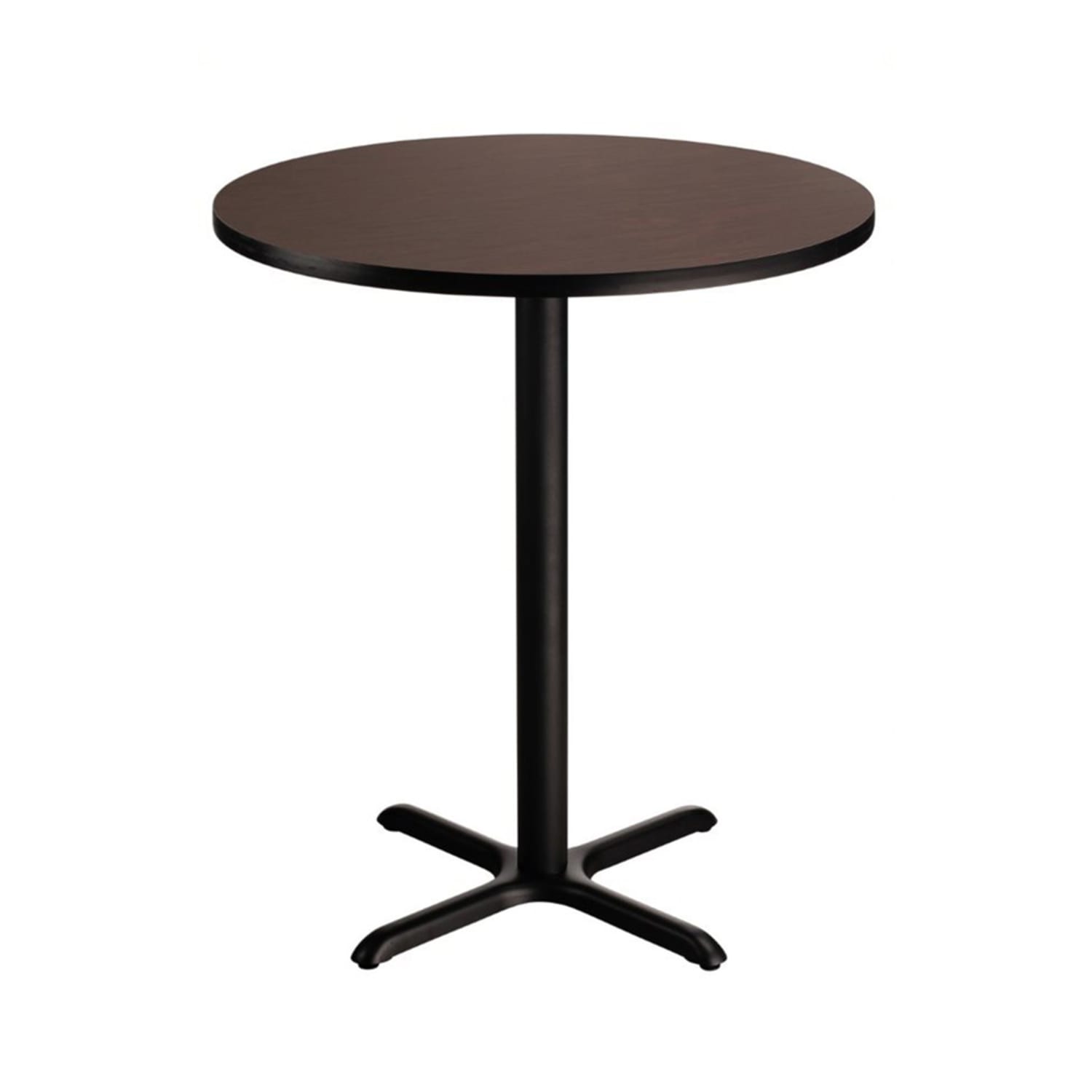 National Public Seating CT13030XBMY 30 Round Bar Height Table - Mahogany Laminate Top, Black Metal Base