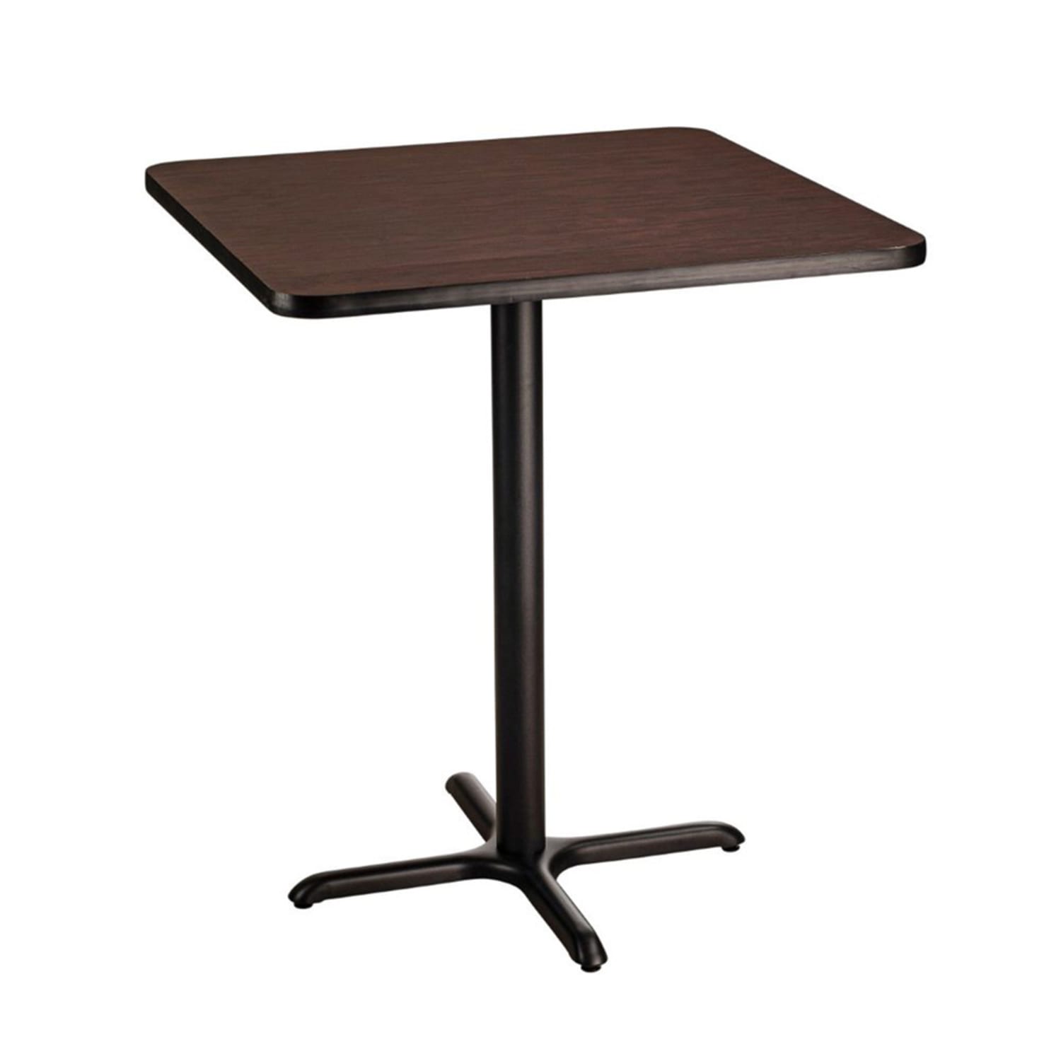 National Public Seating CT32424XBMY 24 Square Bar Height Table - Mahogany Laminate Top, Black Metal Base