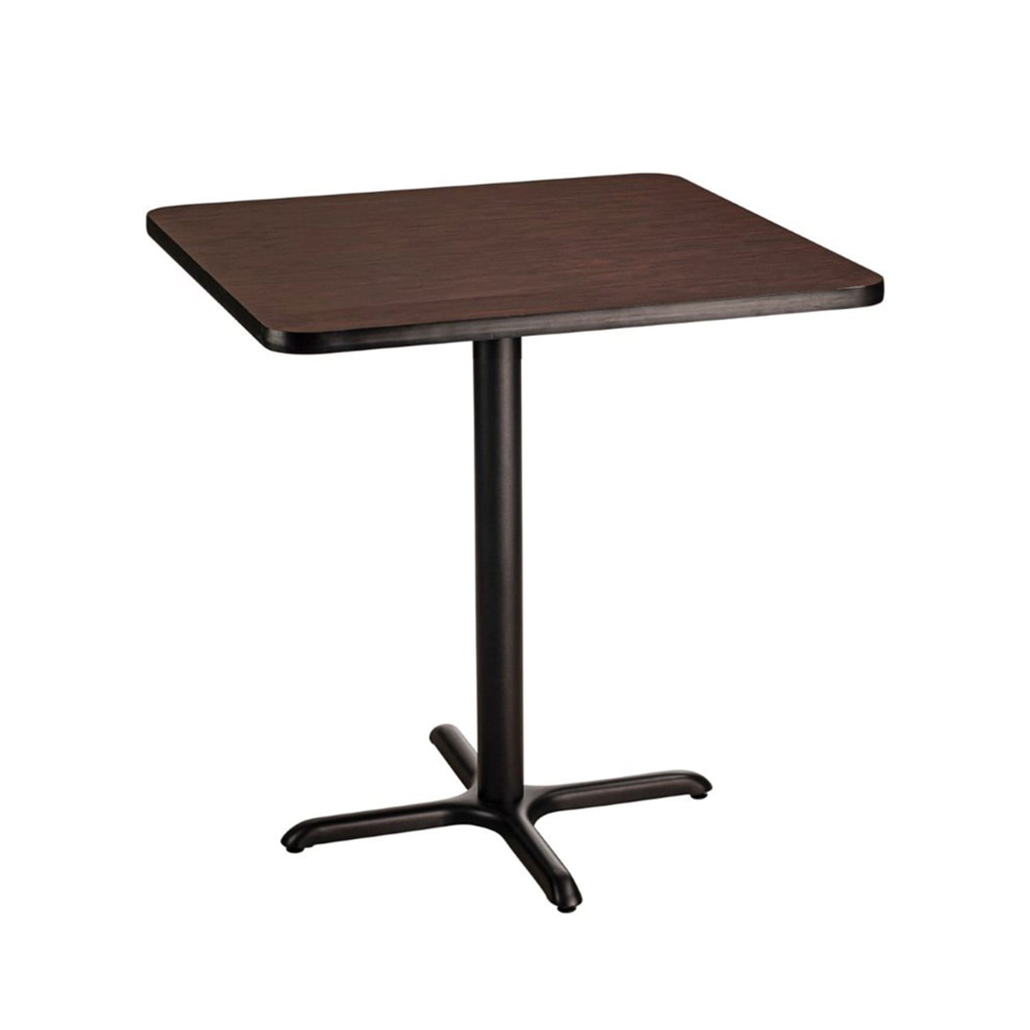 National Public Seating CT34242XCMY 42 Square Counter Height Table - Mahogany Laminate Top, Black Metal Base