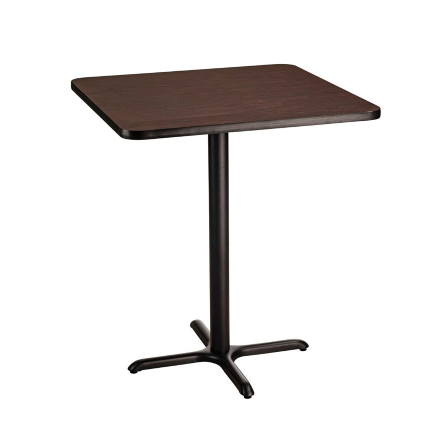 National Public Seating CT34848XBMY 48 Square Bar Height Table - Mahogany Laminate Top, Black Metal Base