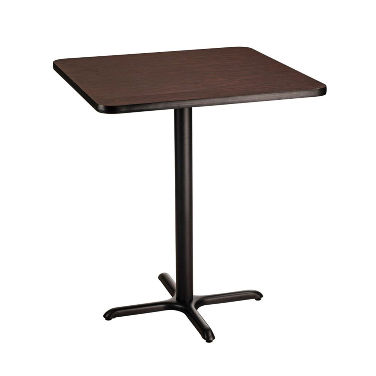 National Public Seating CT34242XBMY 42 Square Bar Height Table - Mahogany Laminate Top, Black Metal Base