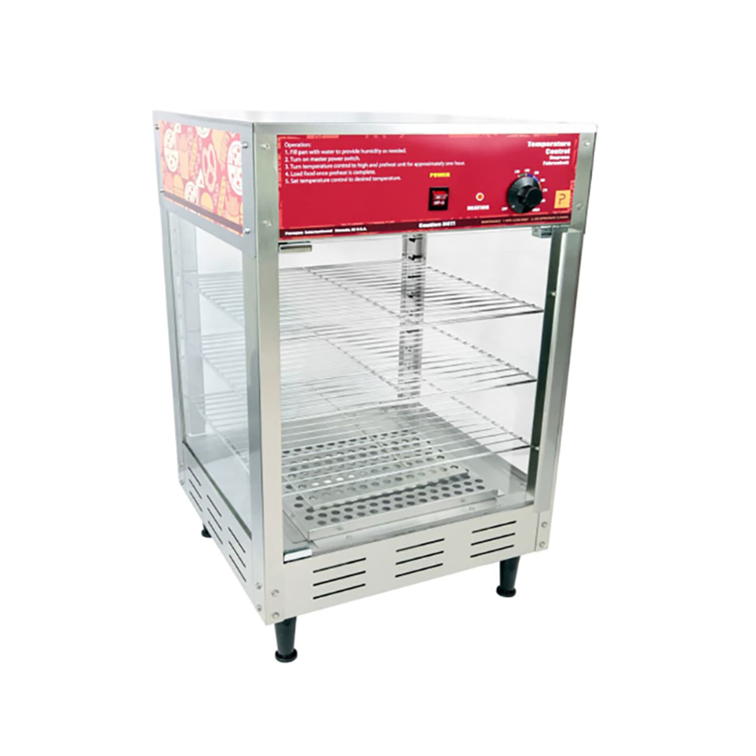 Paragon 2101120 18 1/2W Pass Thru Heated & Humidified Pizza Merchandiser, 120v, Stainless Steel