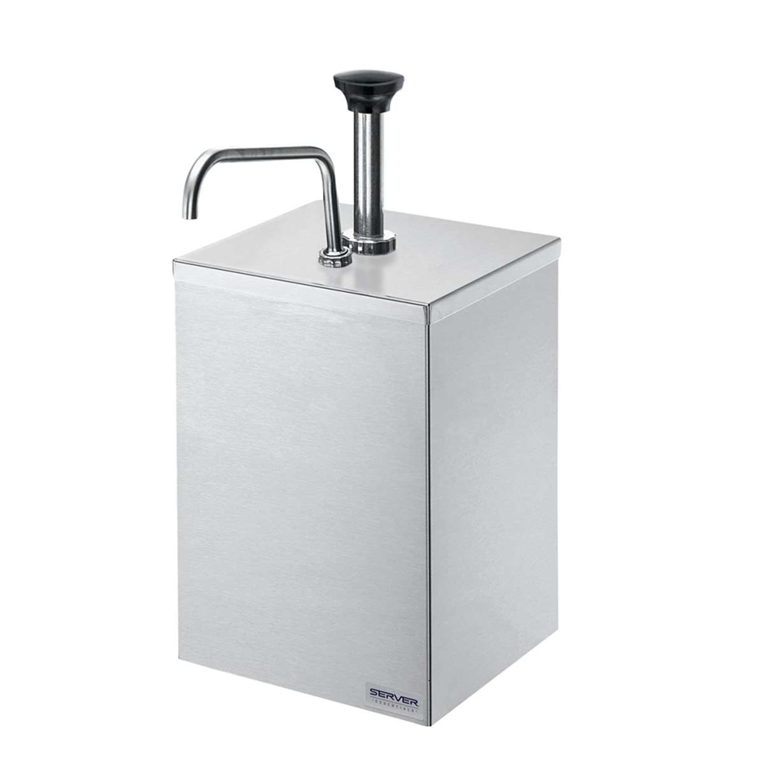 Server 67580 Pump Style Condiment Dispenser w/ 1 oz Stroke, Use #10 Cans or Jars, Stainless, Silver