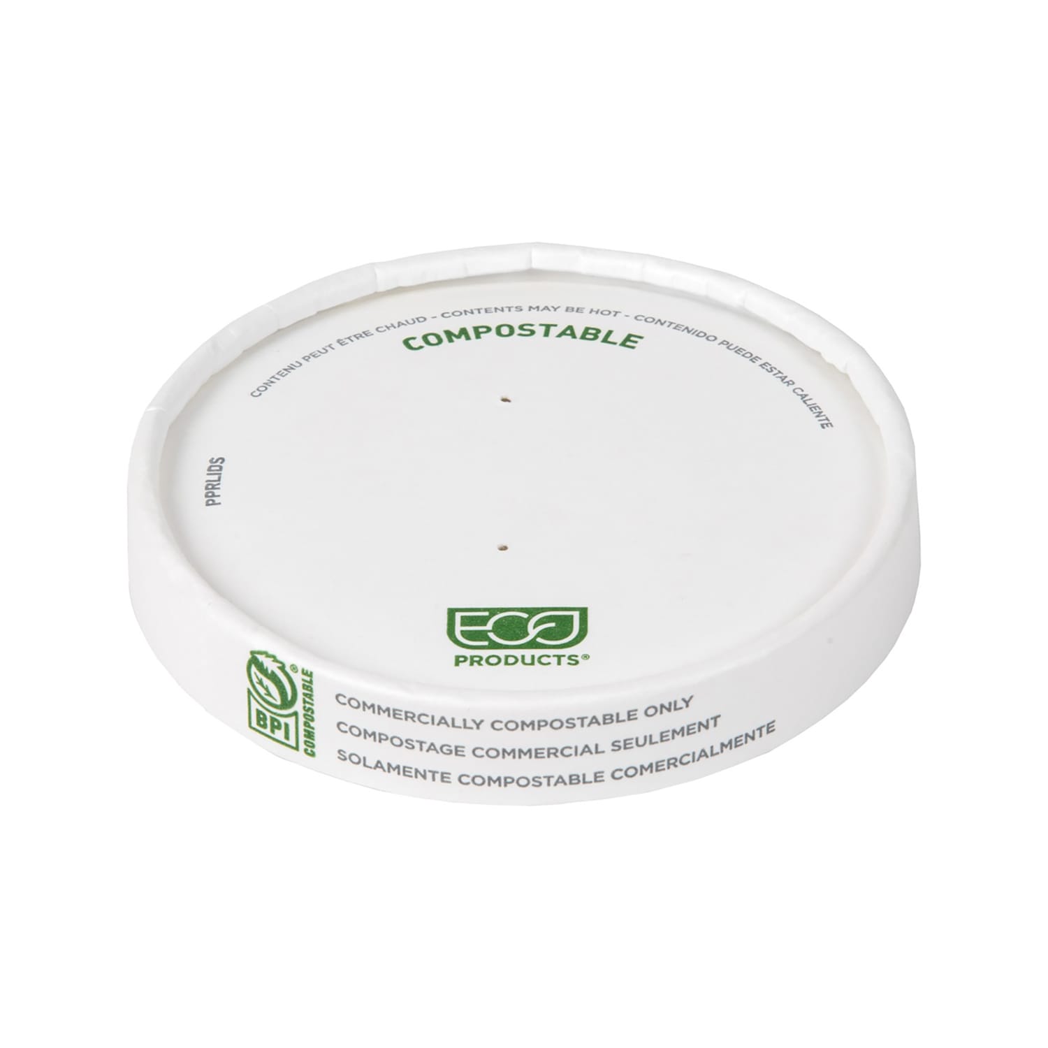 Eco Products EP-PPRLIDS World Art Flat Lid for 8 to 10 oz Food Containers - Paper, White, Case of 500