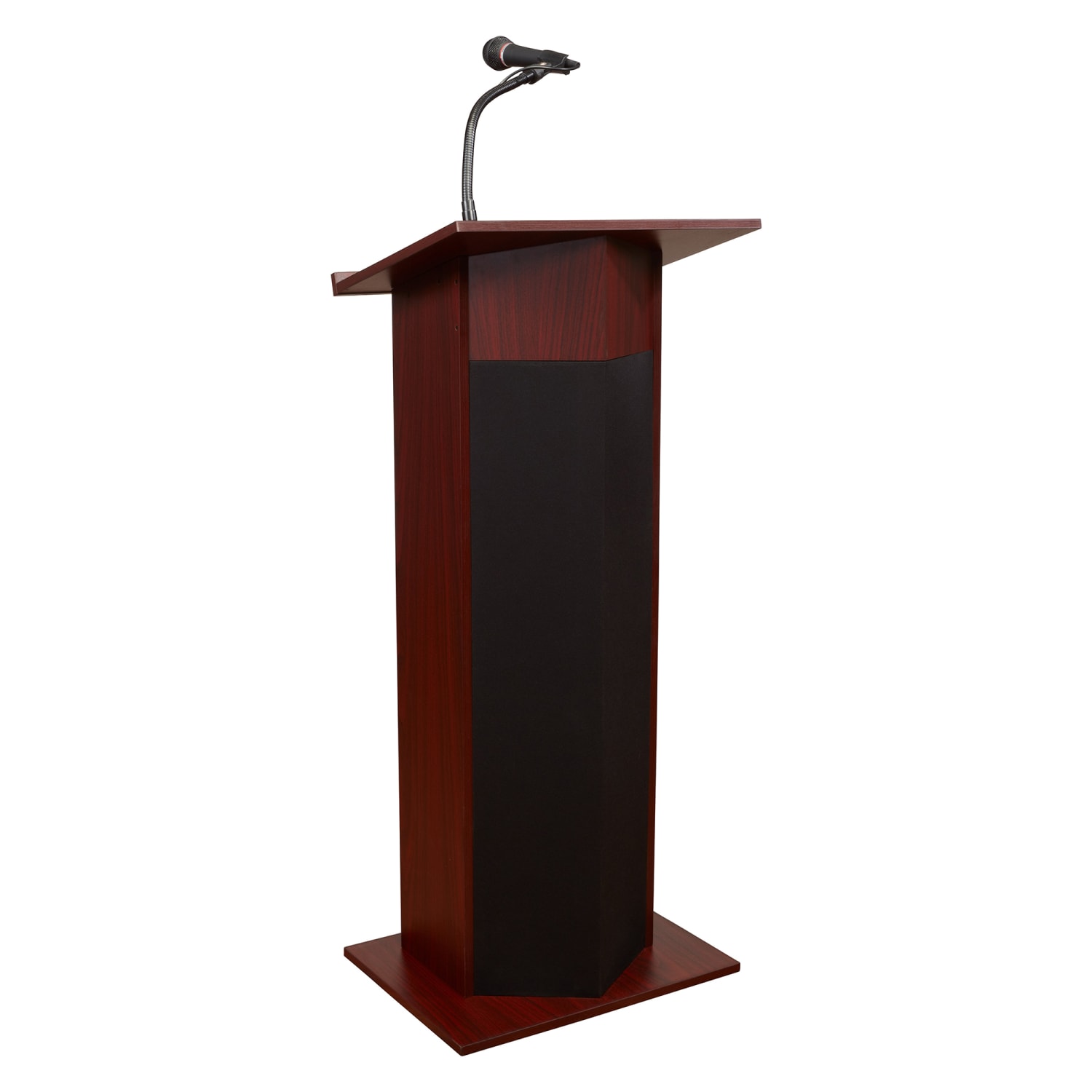 National Public Seating 111PLS-MY Floor Lectern w/ 1 Shelf - 22 x 17 x 46, Laminate, Mahogany, Brown