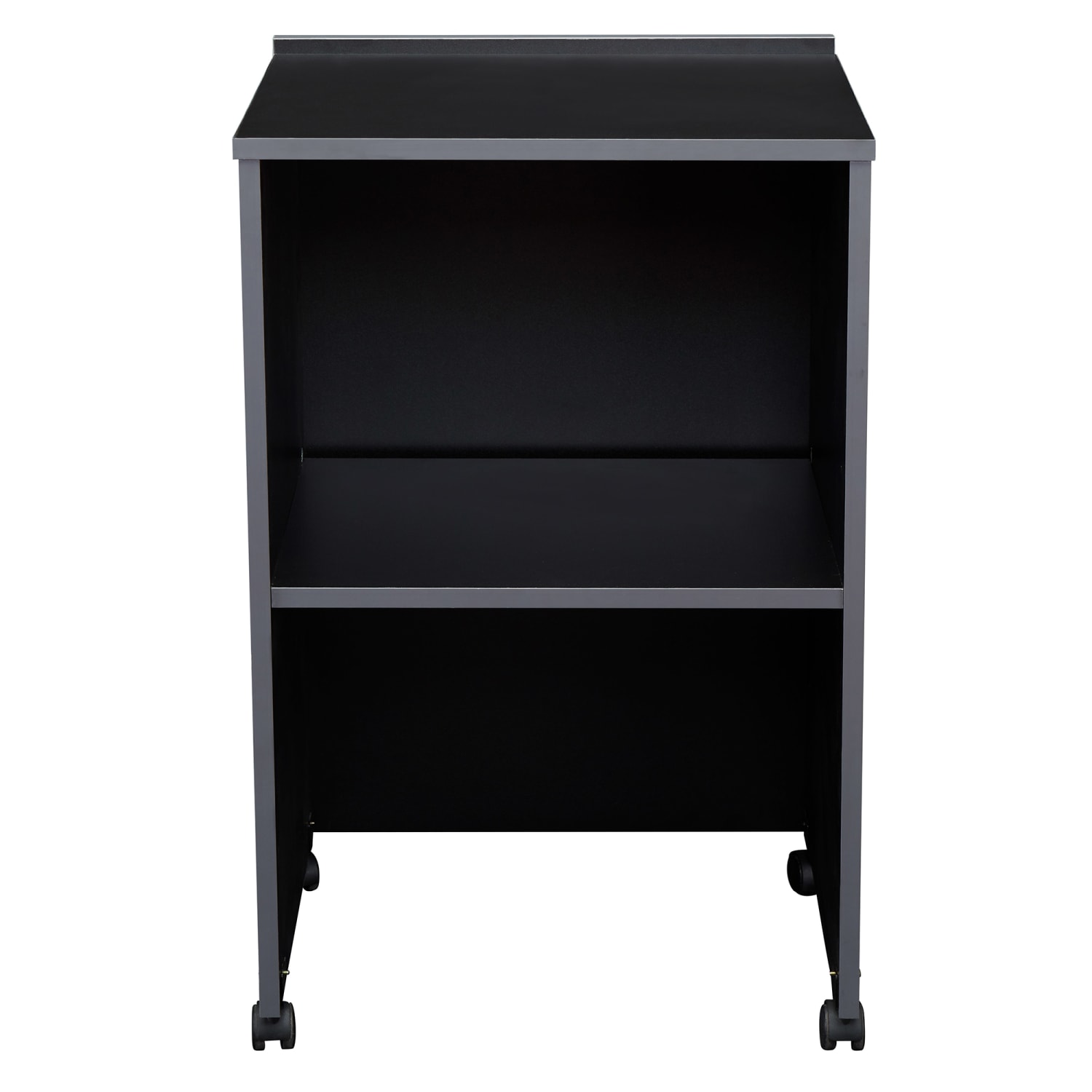 National Public Seating 112-BK Floor Lectern Base w/ 1 Shelf - 21 1/8 x 17 1/2 x 33 3/4, Laminate, Black