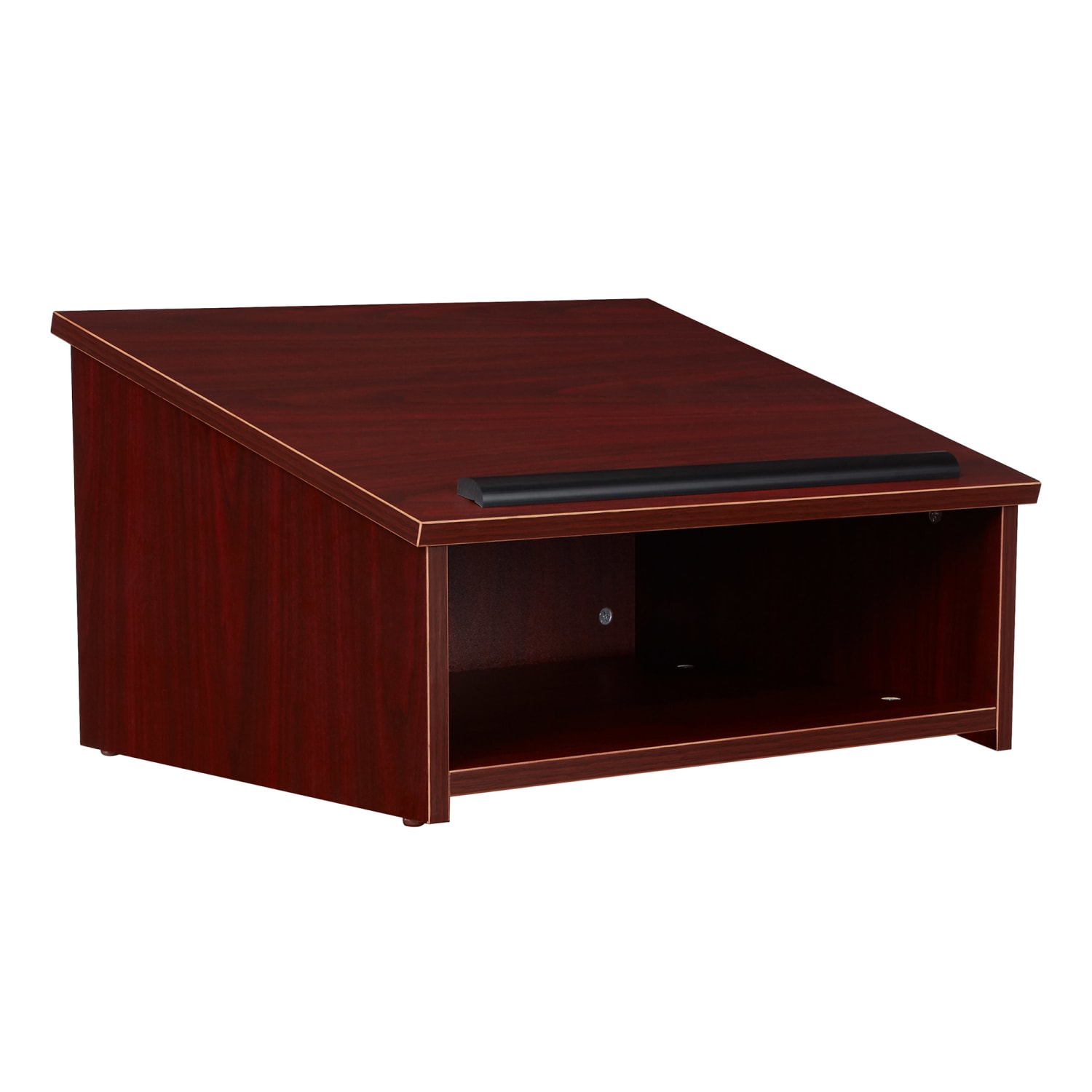 National Public Seating 22-MY Tabletop Lectern w/ 1 Shelf - 23 3/4 x 19 7/8 x 13 3/4, Laminate, Mahogany, Brown