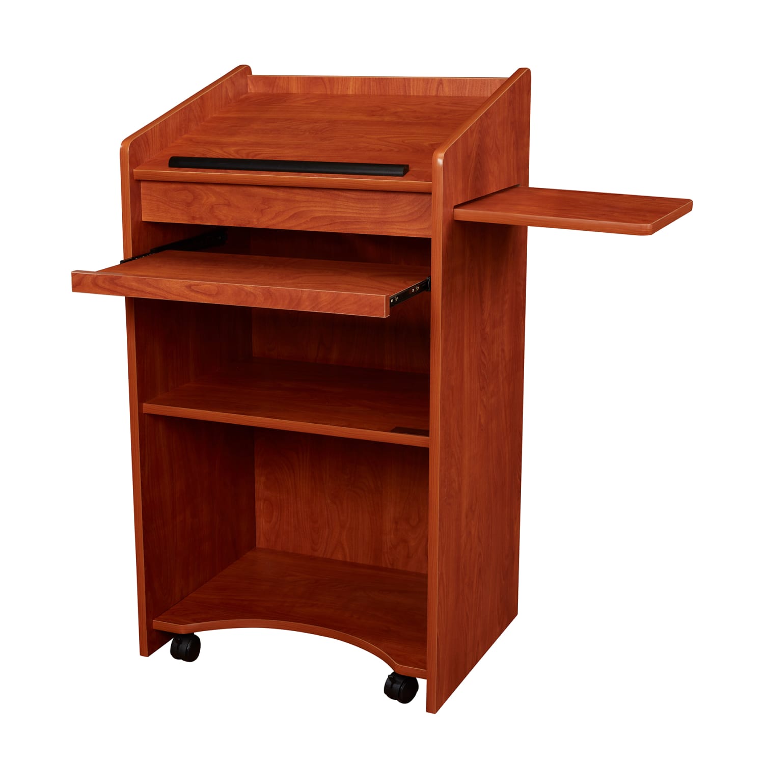 National Public Seating 600-CH Floor Lectern w/ 3 Shelves - 25 x 20 x 46, Laminate, Wild Cherry, Brown