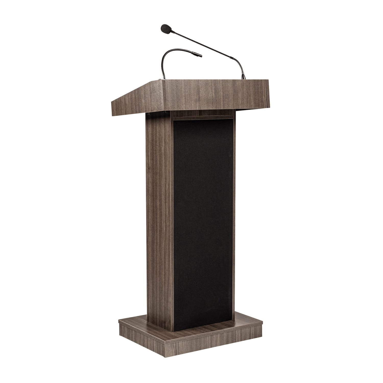 National Public Seating 800X-RW Floor Lectern w/ 1 Shelf - 22 x 17 x 46, Laminate, Ribbonwood, Gray
