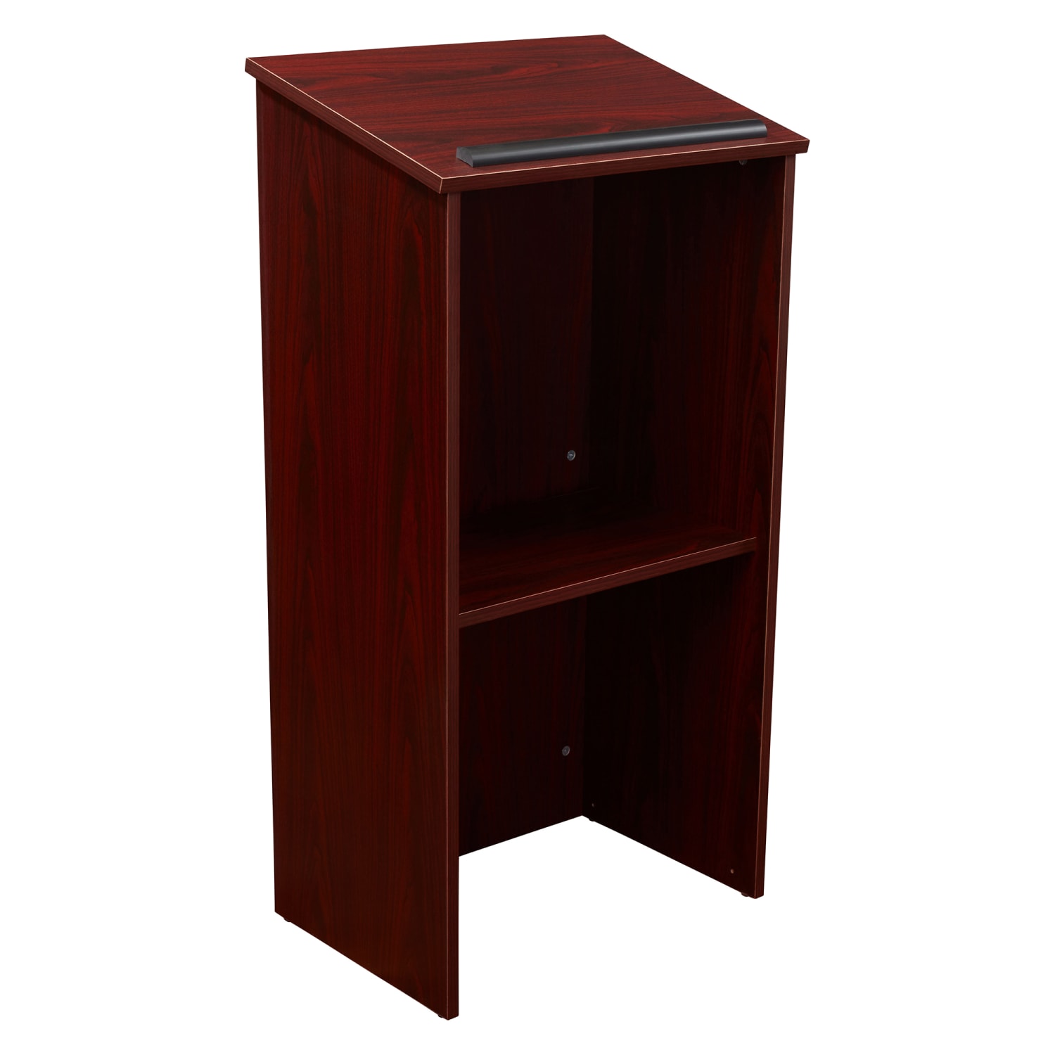 National Public Seating 222-MY Floor Lectern w/ 1 Shelf - 23 x 16 x 46 1/2,Laminate, Mahogany, Brown