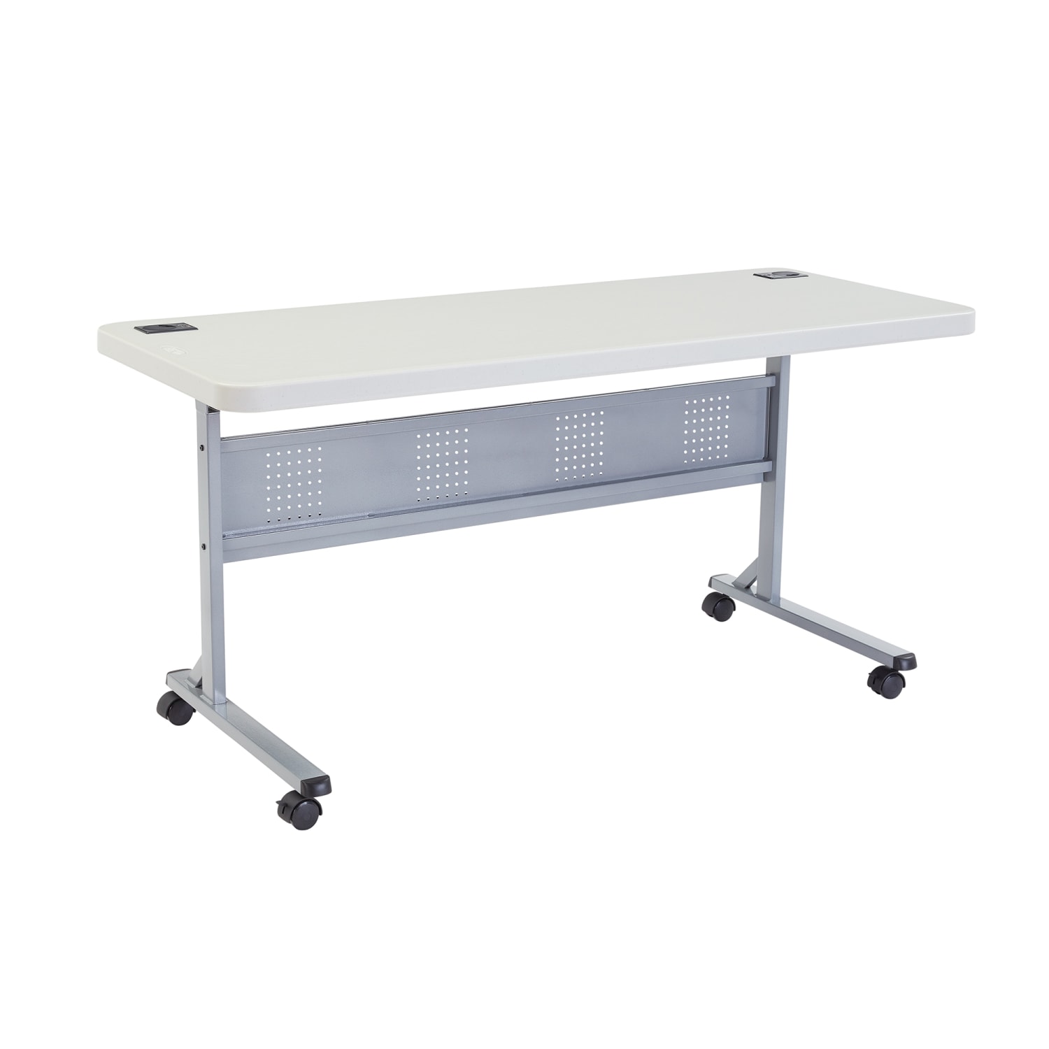 National Public Seating BPFT-2460 Desk Height Training Table w/ 1 3/4 Top, 24W x 60L, Speckled Grey, White