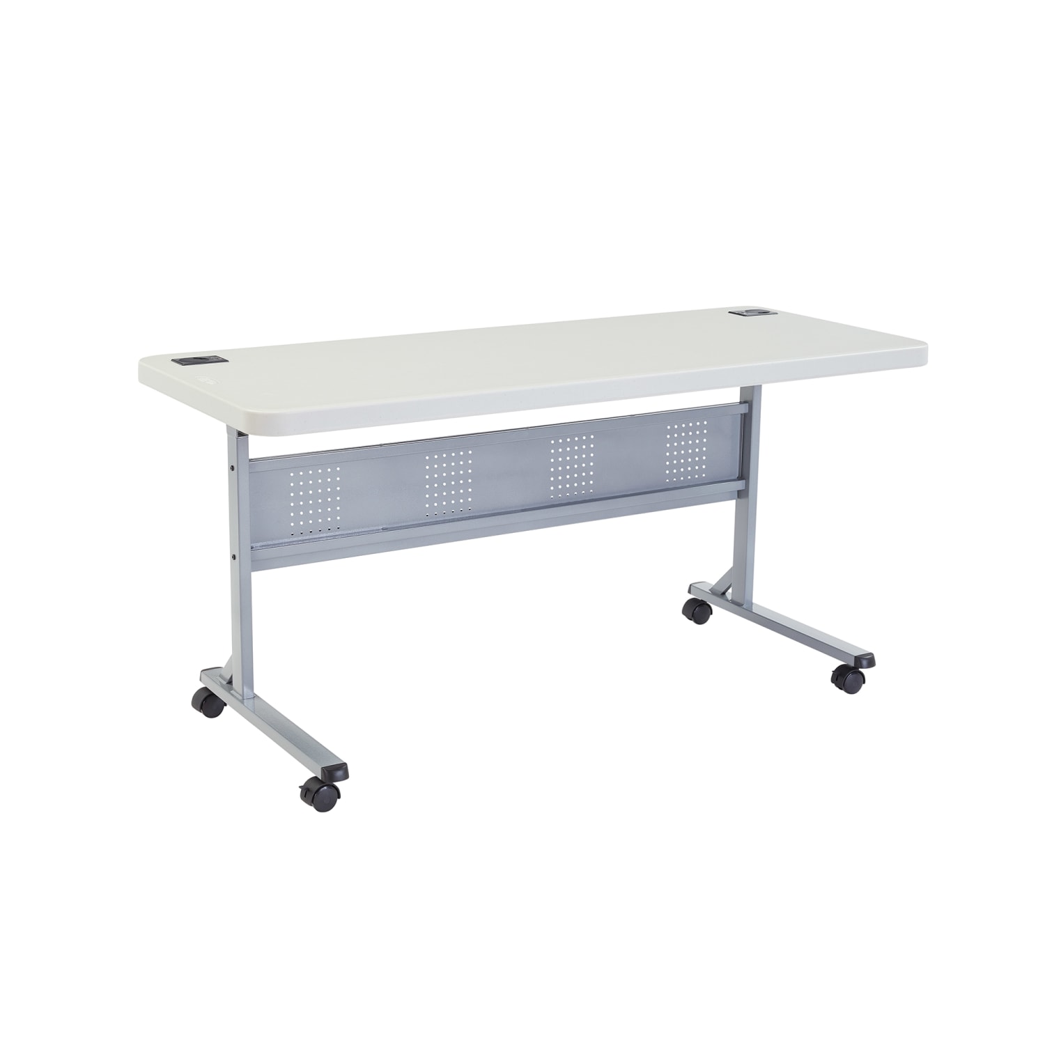 National Public Seating BPFT-2472 Desk Height Training Table w/ 1 3/4 Top, 24W x 72L, Speckled Grey, White