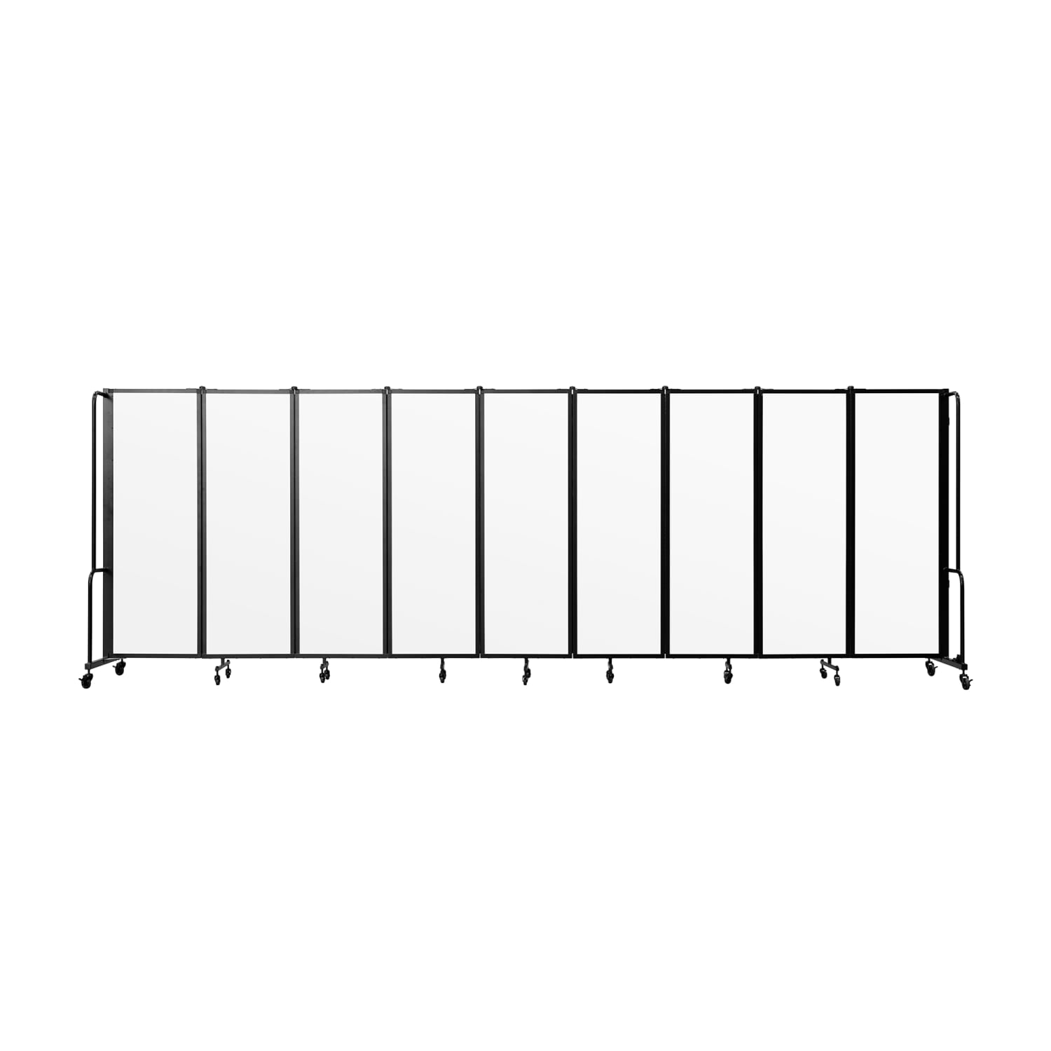 National Public Seating RDB6-9WB 210L Portable Room Divider w/ 9 Whiteboard Panels & Black Frame - 6'H