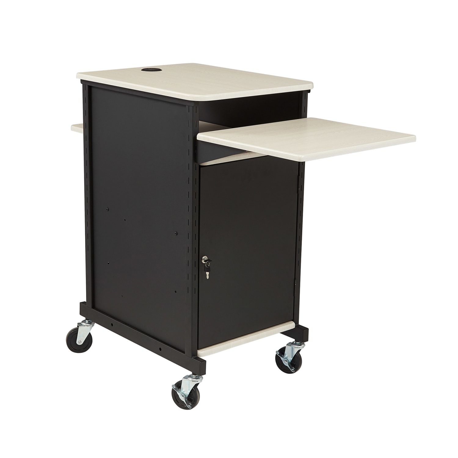 National Public Seating PRC400 40 4 Level Presentation Station - Steel/Laminate, Black/Ivory, White