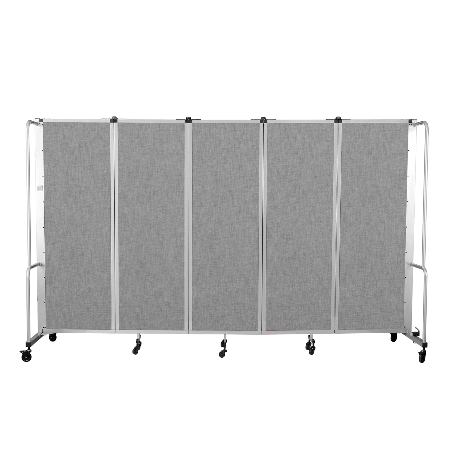 National Public Seating RDG6-5PT02 58L Portable Room Divider w/ 5 Gray PET Panels & Gray Frame - 6'H