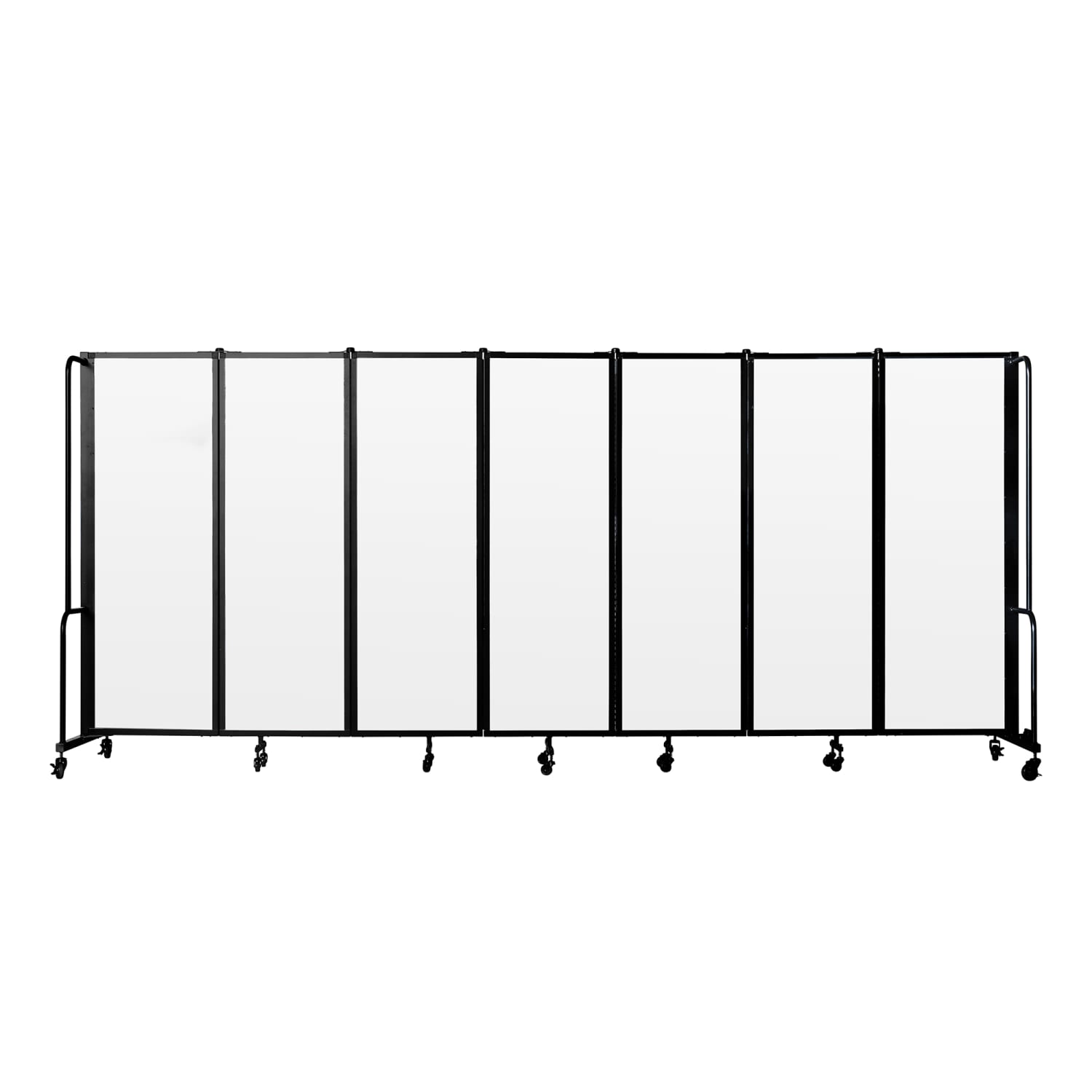 National Public Seating RDB6-7WB 164L Portable Room Divider w/ 7 Whiteboard Panels & Black Frame - 6'H
