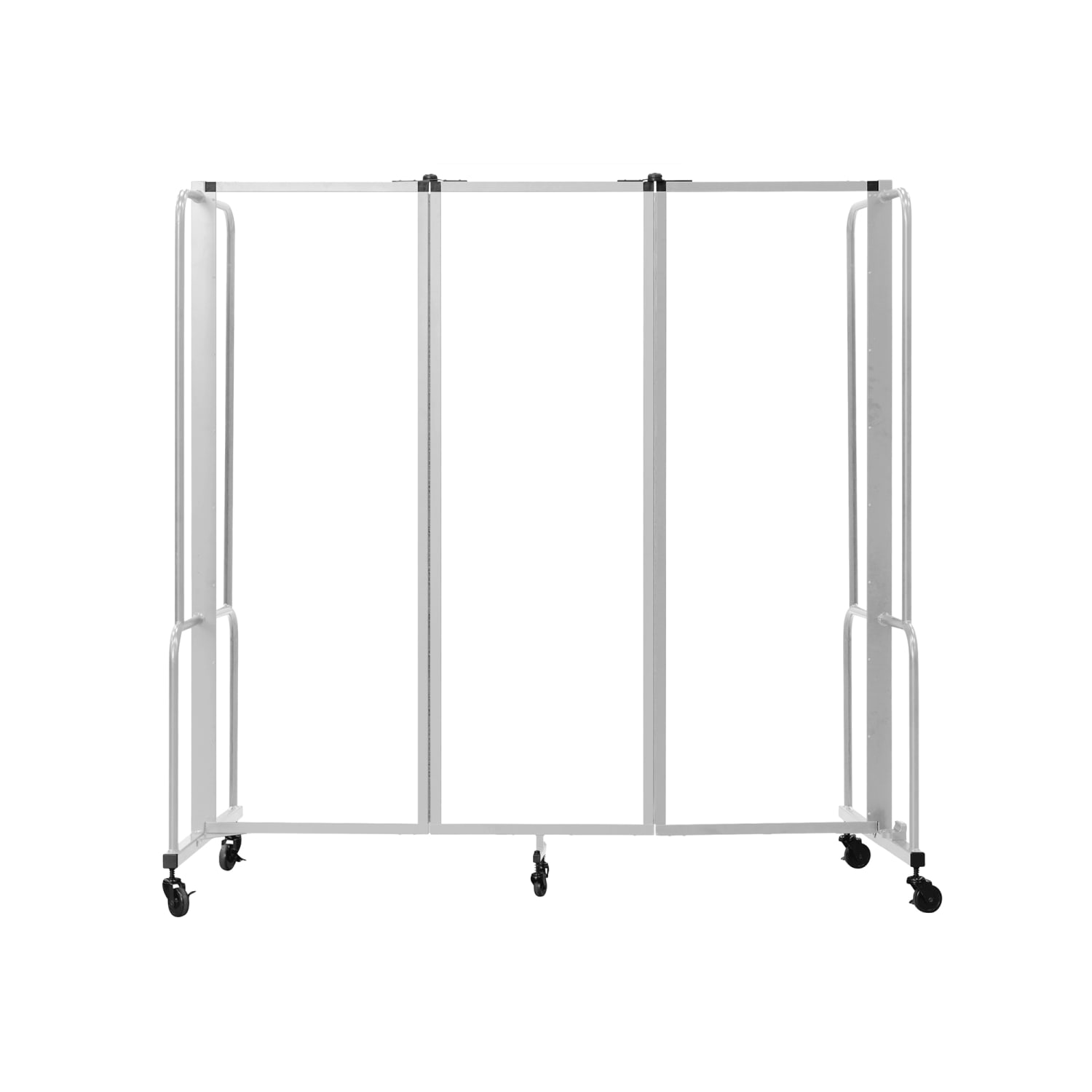 National Public Seating RDG6-3CA 72L Portable Room Divider w/ 3 Clear Acrylic Panels & Gray Frame - 6'H