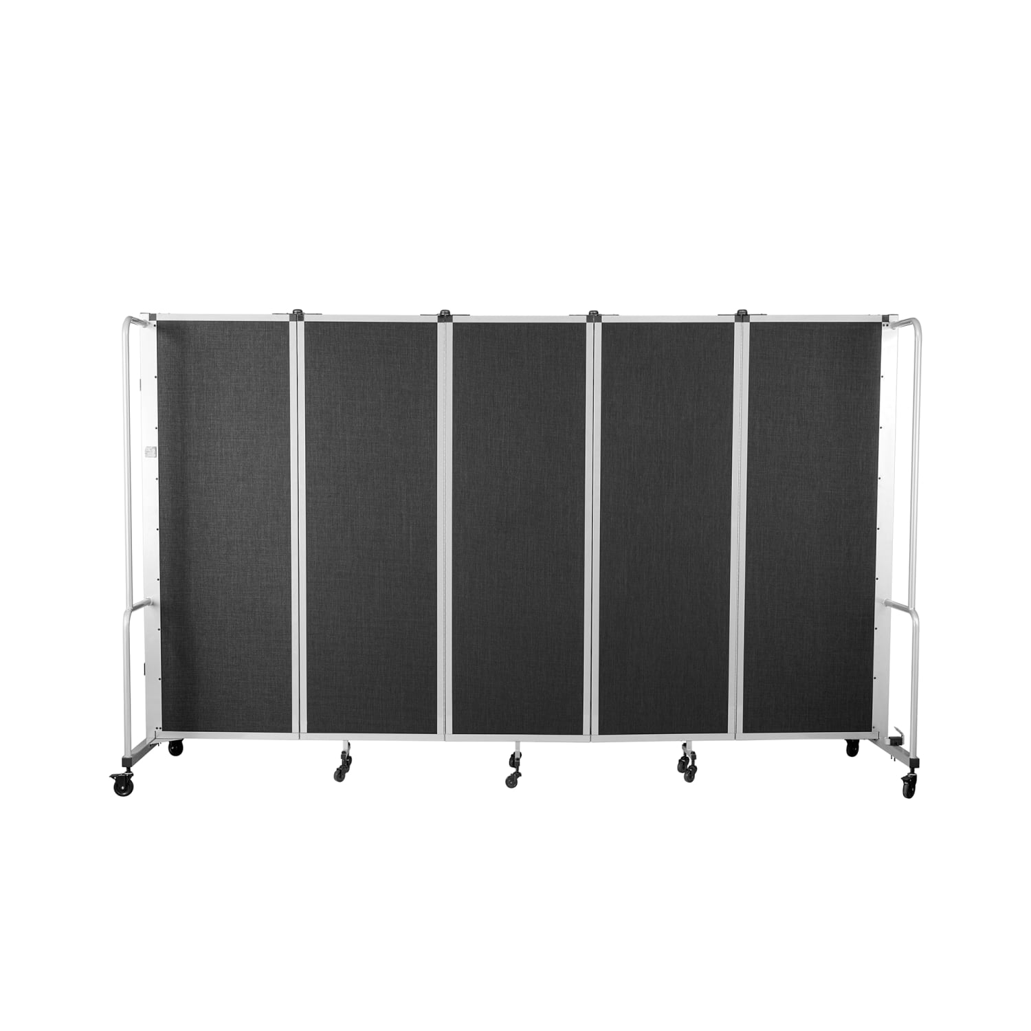 National Public Seating RDG6-5PT10 58L Portable Room Divider w/ 5 Black PET Panels & Gray Frame - 6'H