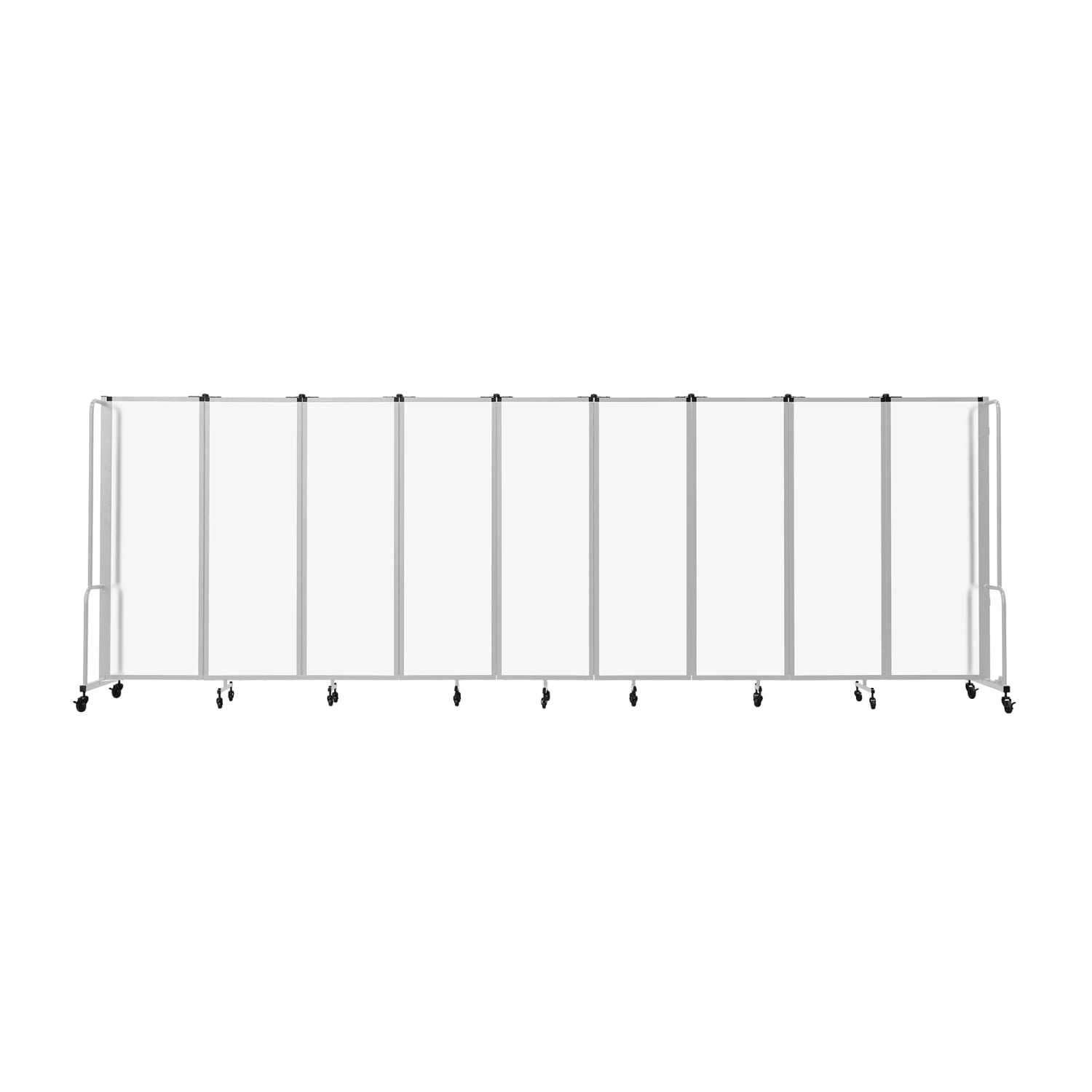 National Public Seating RDG6-9FA 210L Portable Room Divider w/ 9 Frosted Acrylic Panels & Gray Frame - 6'H, Clear