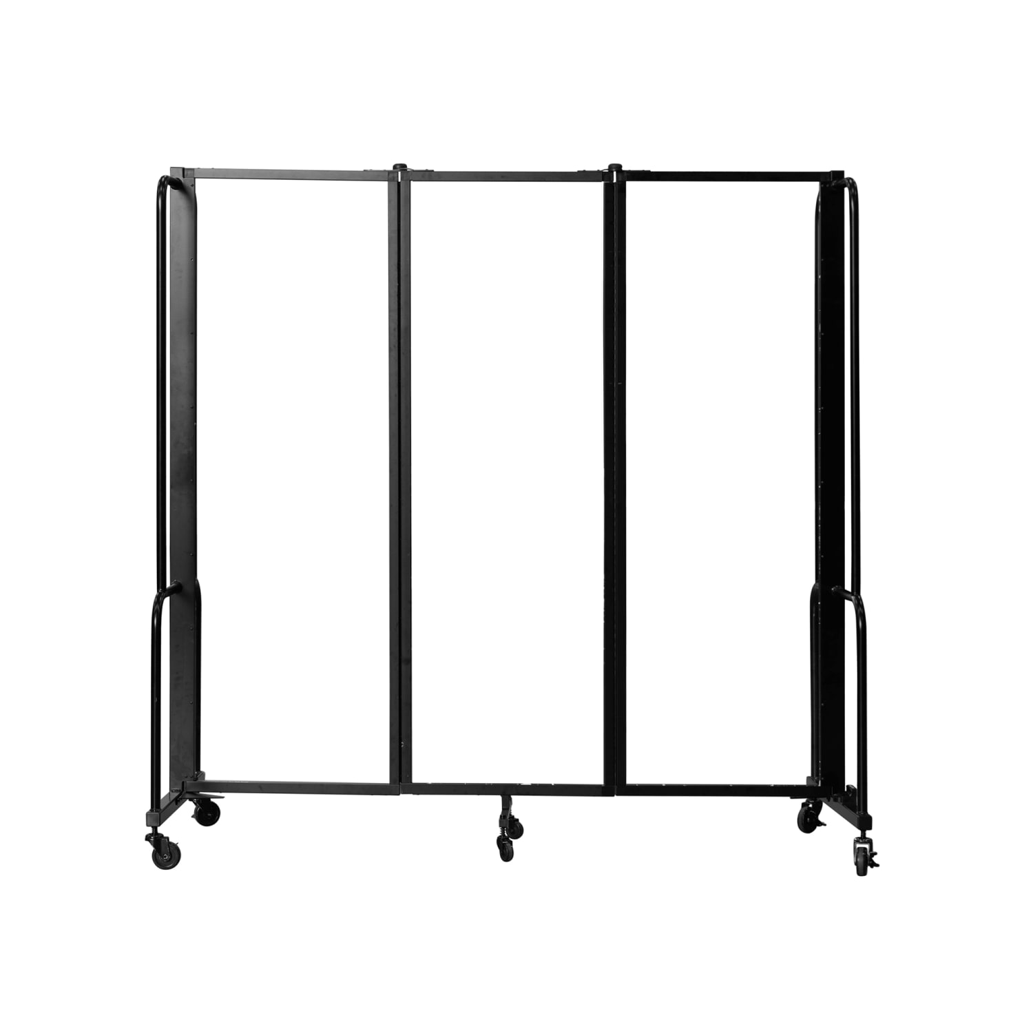 National Public Seating RDB6-3FA 72L Portable Room Divider w/ 3 Frosted Acrylic Panels & Black Frame - 6'H, Clear