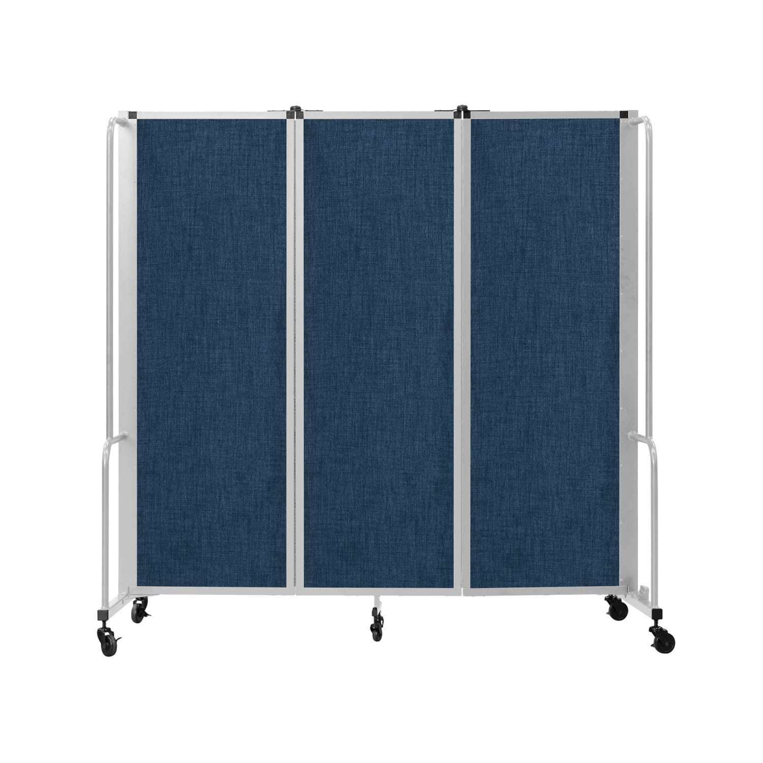 National Public Seating RDG6-3PT04 72L Portable Room Divider w/ 3 Blue PET Panels & Gray Frame - 6'H