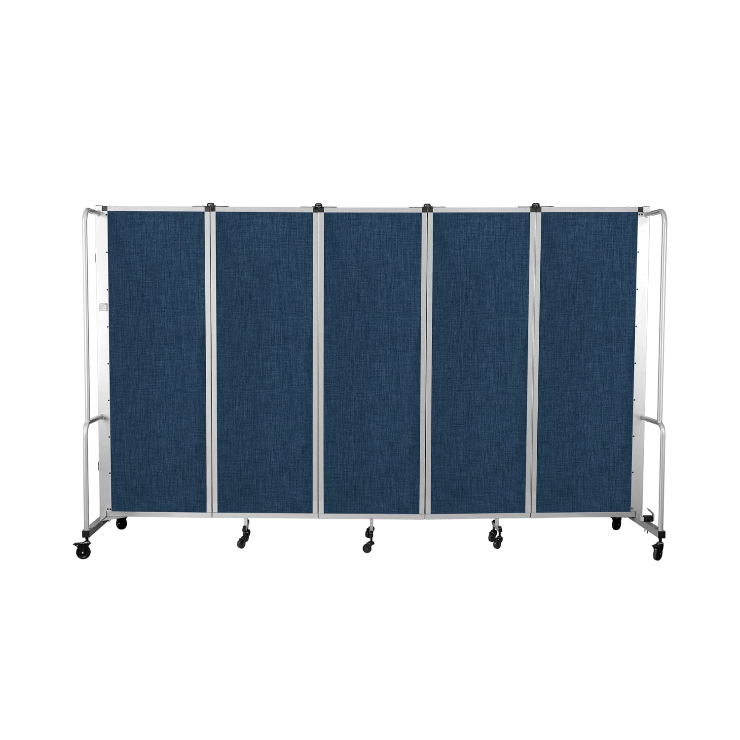 National Public Seating RDG6-5PT04 58L Portable Room Divider w/ 5 Blue PET Panels & Gray Frame - 6'H