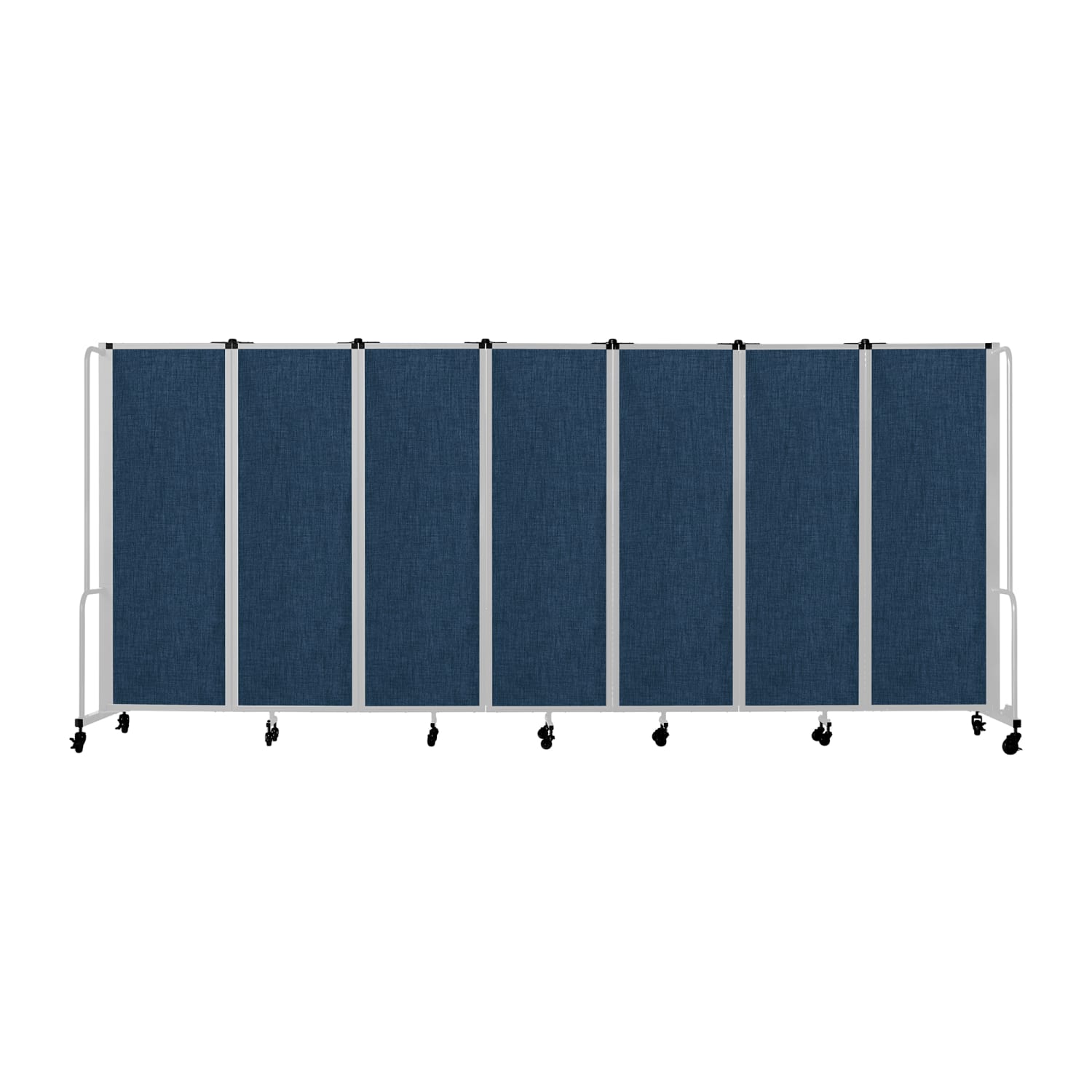 National Public Seating RDG6-7PT04 164L Portable Room Divider w/ 7 Blue PET Panels & Gray Frame - 6'H