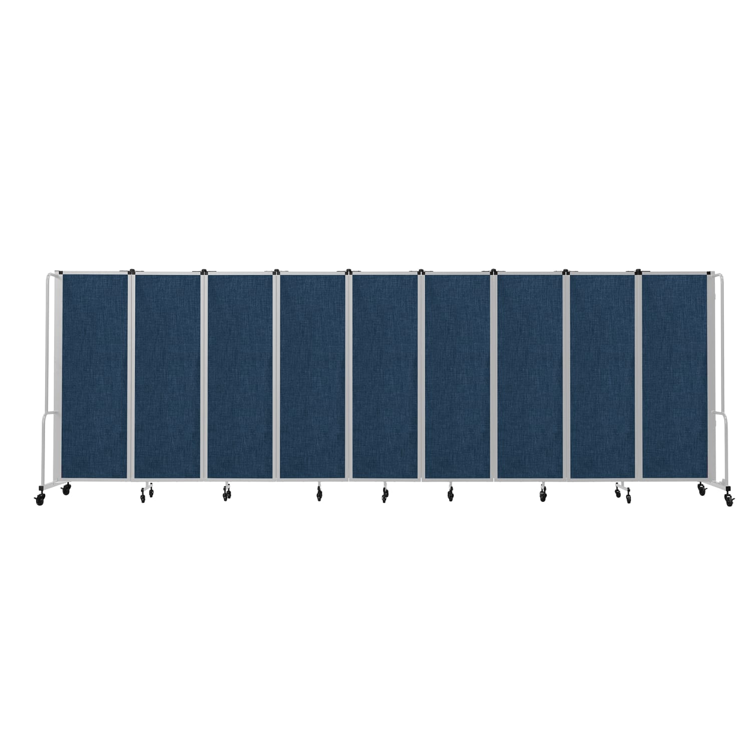 National Public Seating RDG6-9PT04 210L Portable Room Divider w/ 9 Blue PET Panels & Gray Frame - 6'H