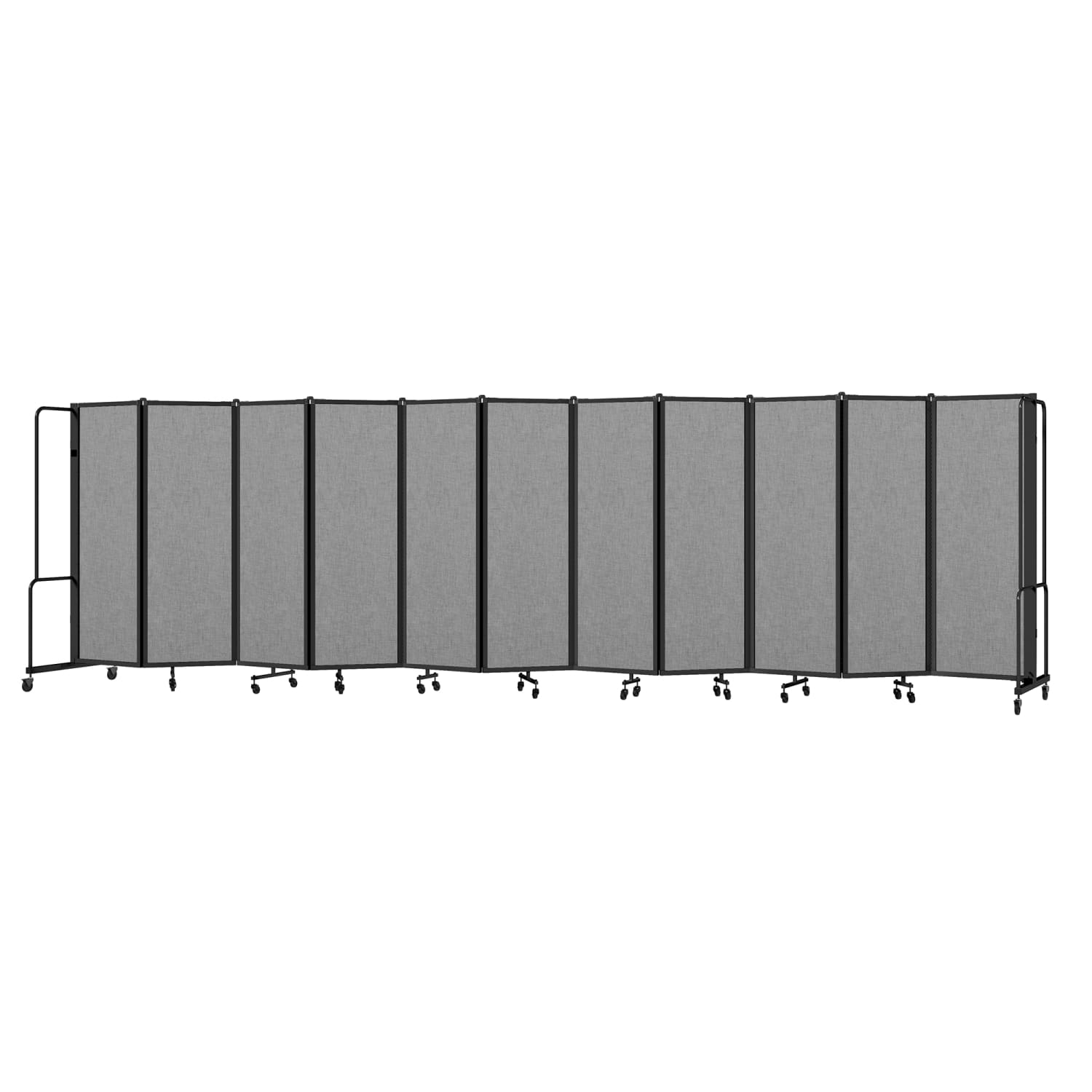 National Public Seating RDB6-11PT02 256L Portable Room Divider w/ 11 Gray PET Panels & Black Frame - 6'H