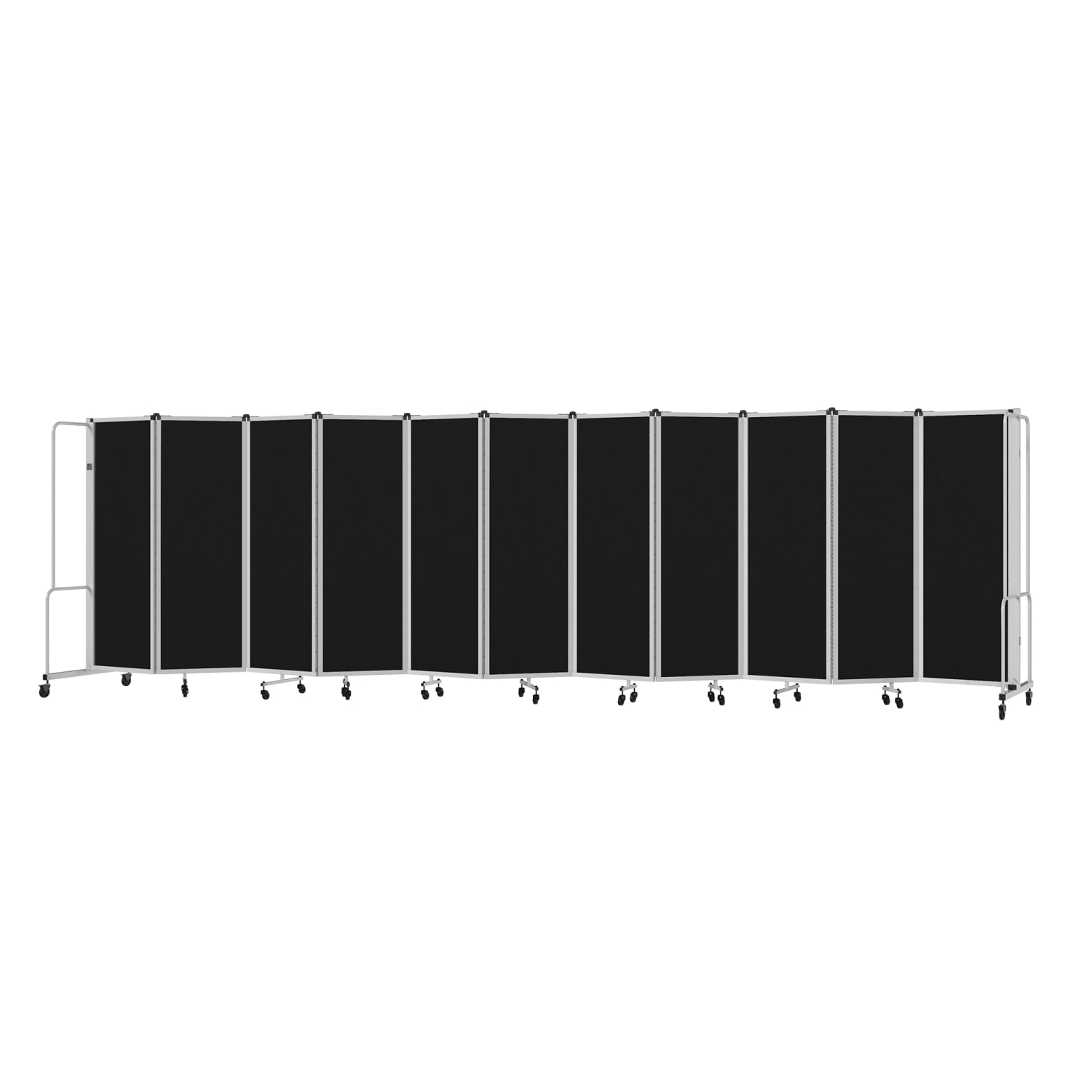 National Public Seating RDG6-11PT10 256L Portable Room Divider w/ 11 Black PET Panels & Gray Frame - 6'H