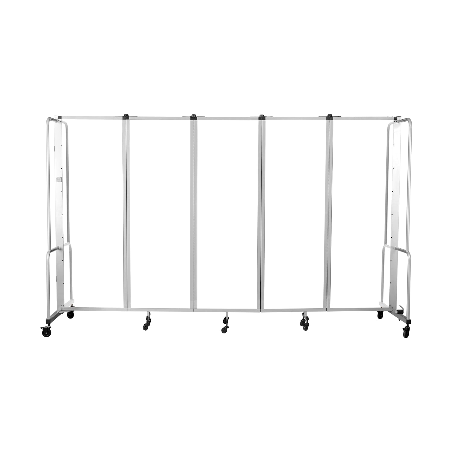 National Public Seating RDG6-5CA 58L Portable Room Divider w/ 5 Clear Acrylic Panels & Gray Frame - 6'H