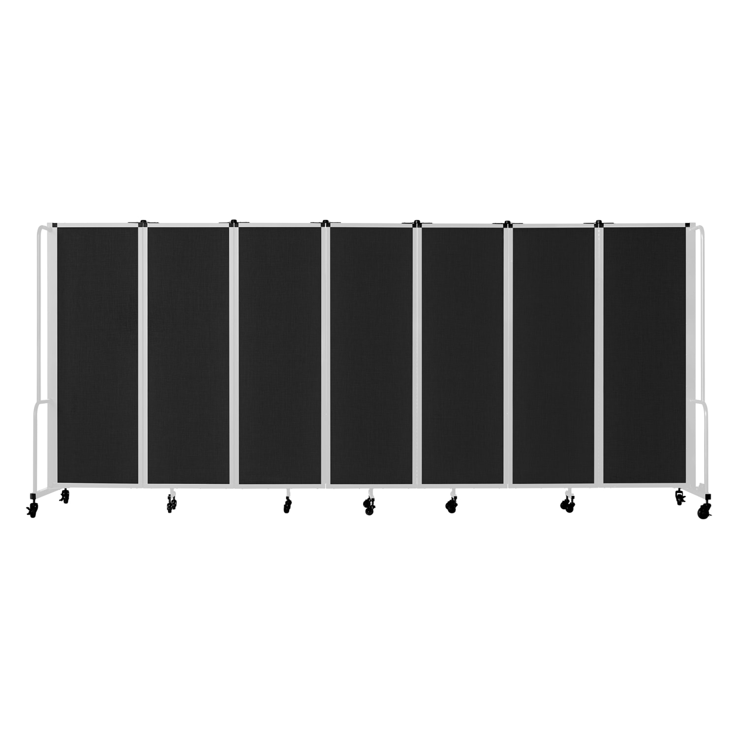 National Public Seating RDG6-7PT10 164L Portable Room Divider w/ 7 Black PET Panels & Gray Frame - 6'H