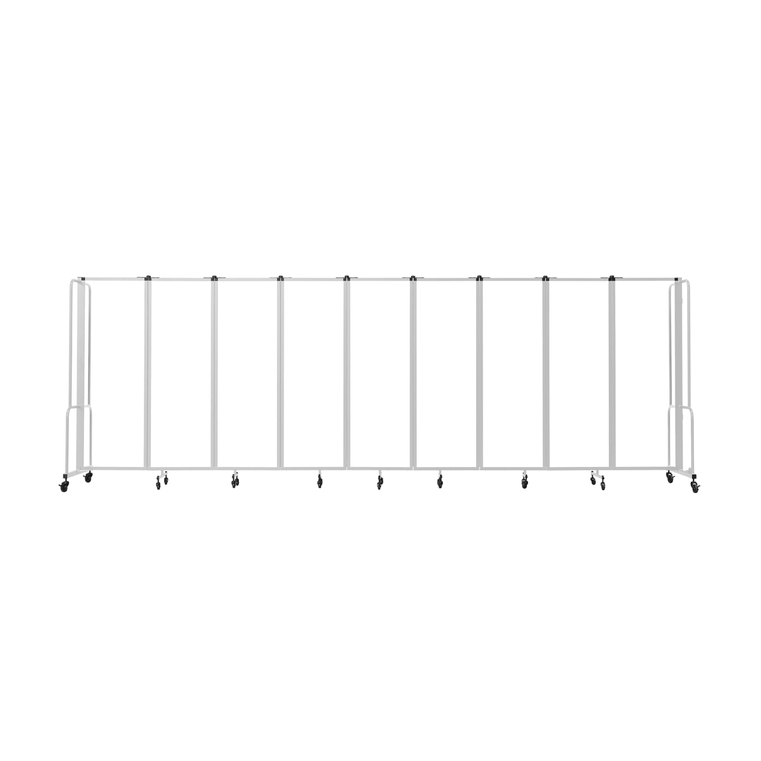 National Public Seating RDG6-9CA 210L Portable Room Divider w/ 9 Clear Acrylic Panels & Gray Frame - 6'H