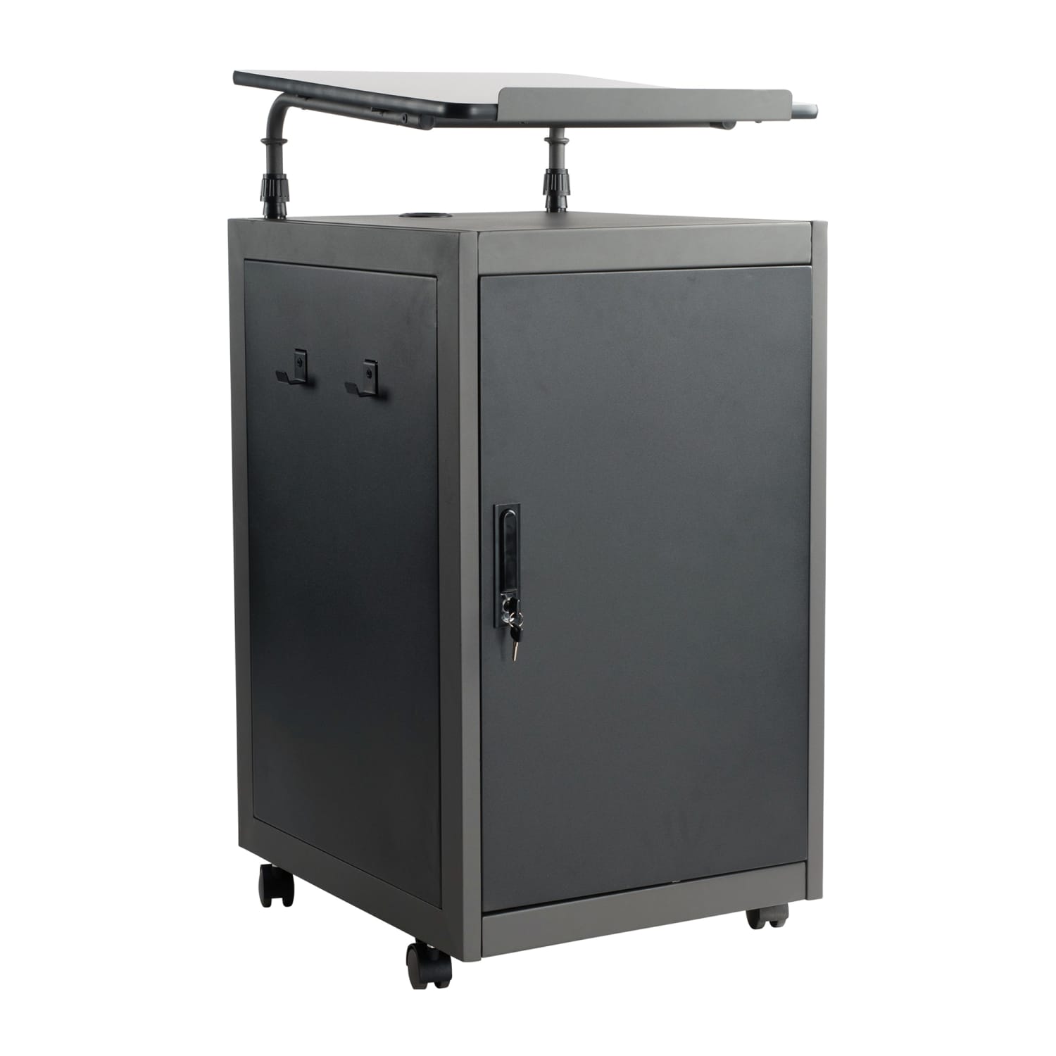 National Public Seating TWPL Floor Lectern w/ 3 Shelves - 24 x 20 x 46, Charcoal Slate, Gray