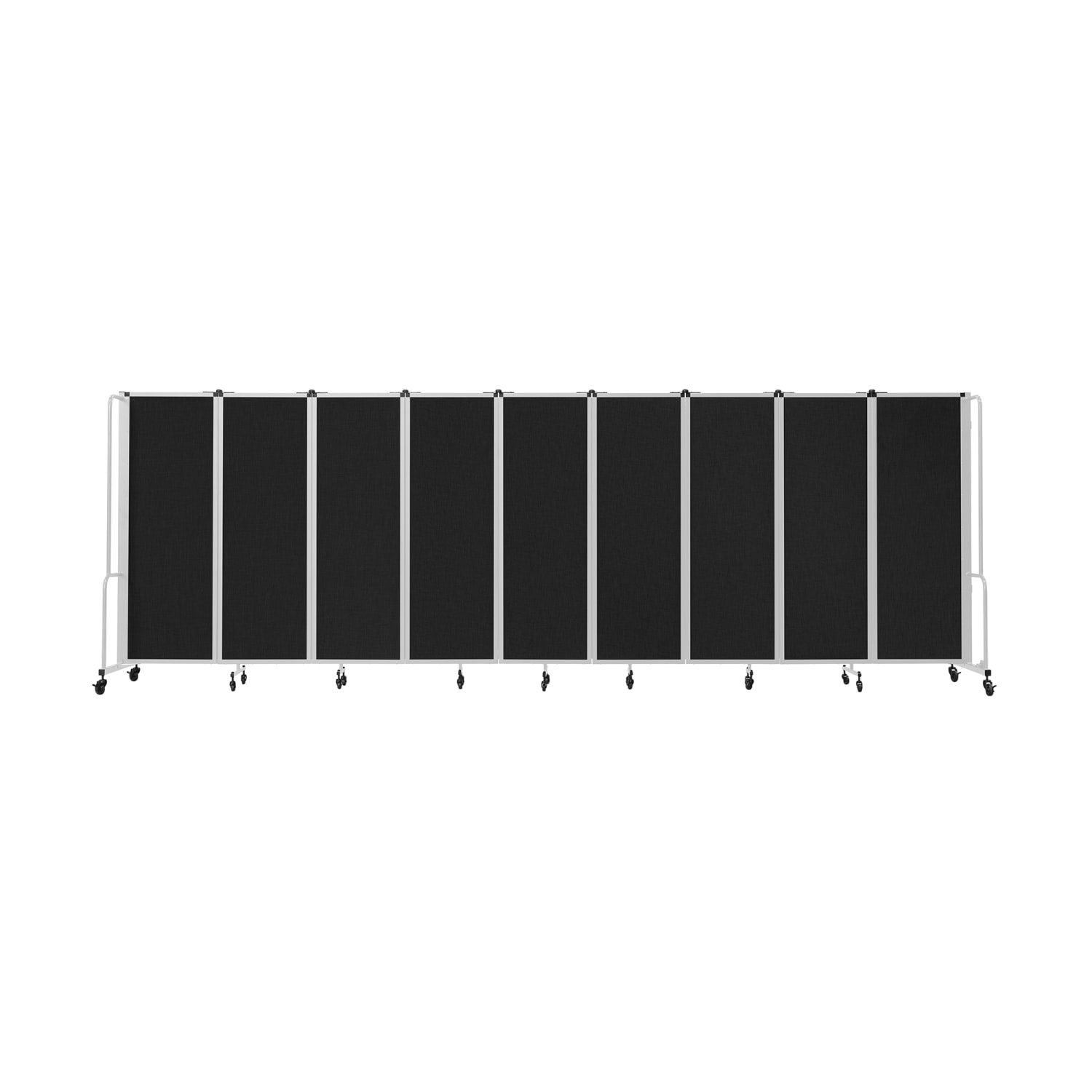 National Public Seating RDG6-9PT10 210L Portable Room Divider w/ 9 Black PET Panels & Gray Frame - 6'H