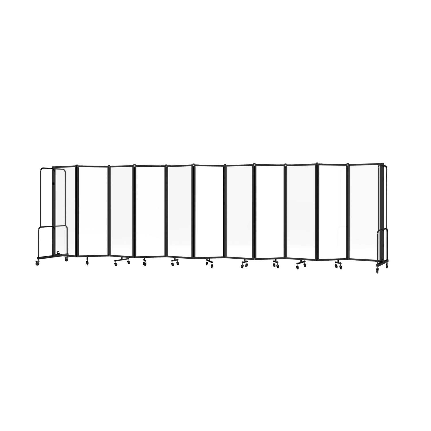 National Public Seating RDB6-11CA 256L Portable Room Divider w/ 11 Clear Acrylic Panels & Black Frame - 6'H