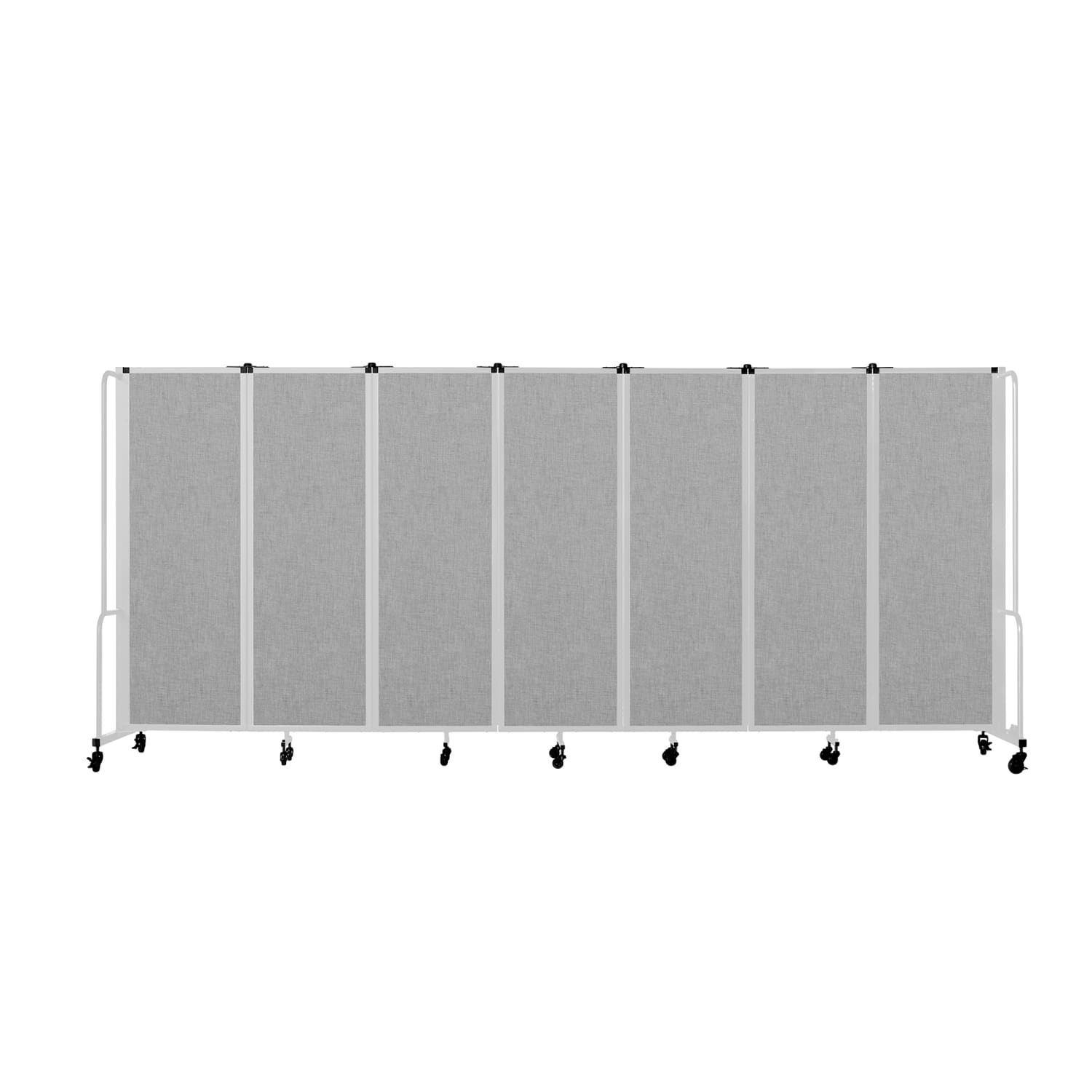 National Public Seating RDG6-7PT02 164L Portable Room Divider w/ 7 Gray PET Panels & Gray Frame - 6'H